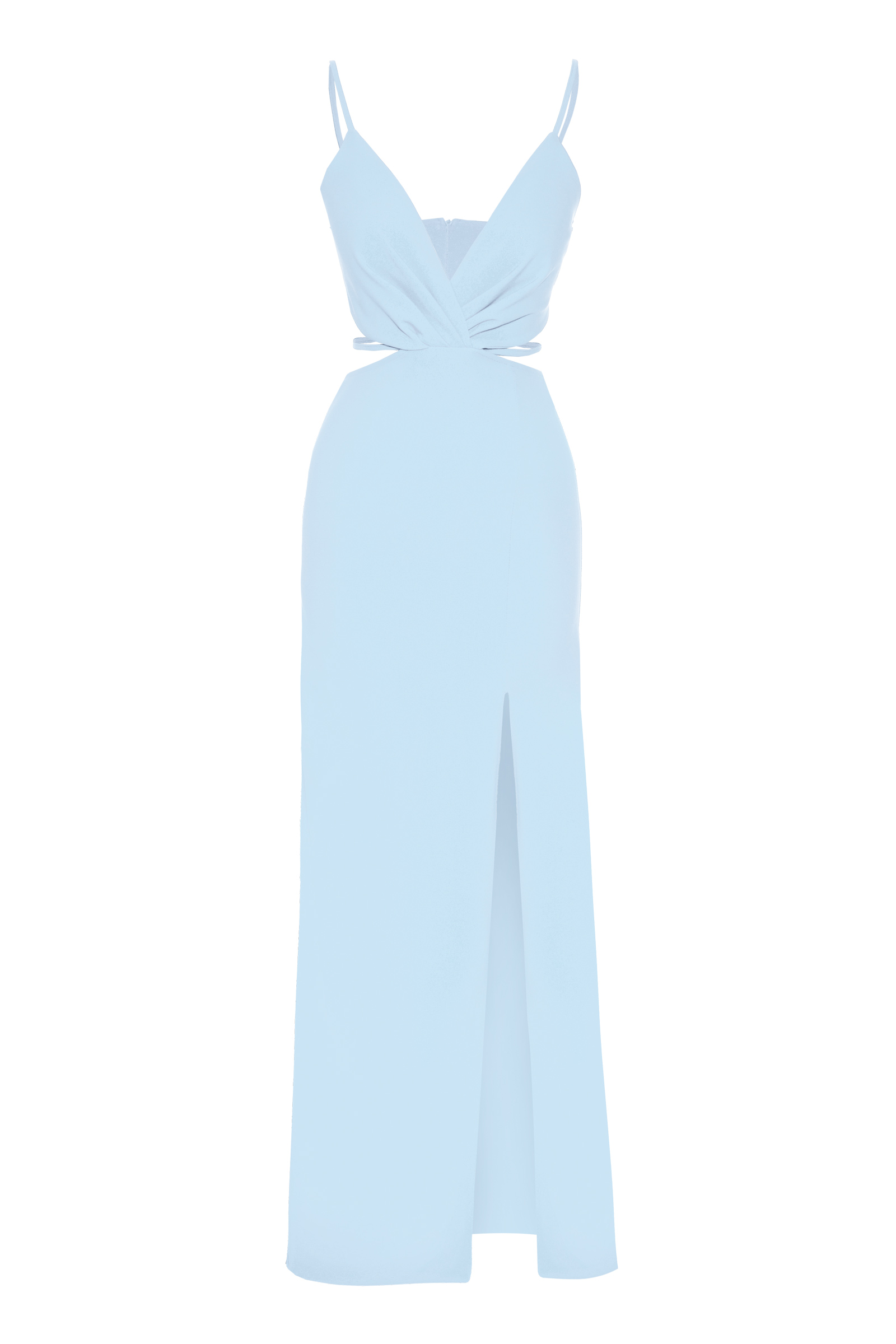 Blue Crepe Sleeveless Maxi Dress