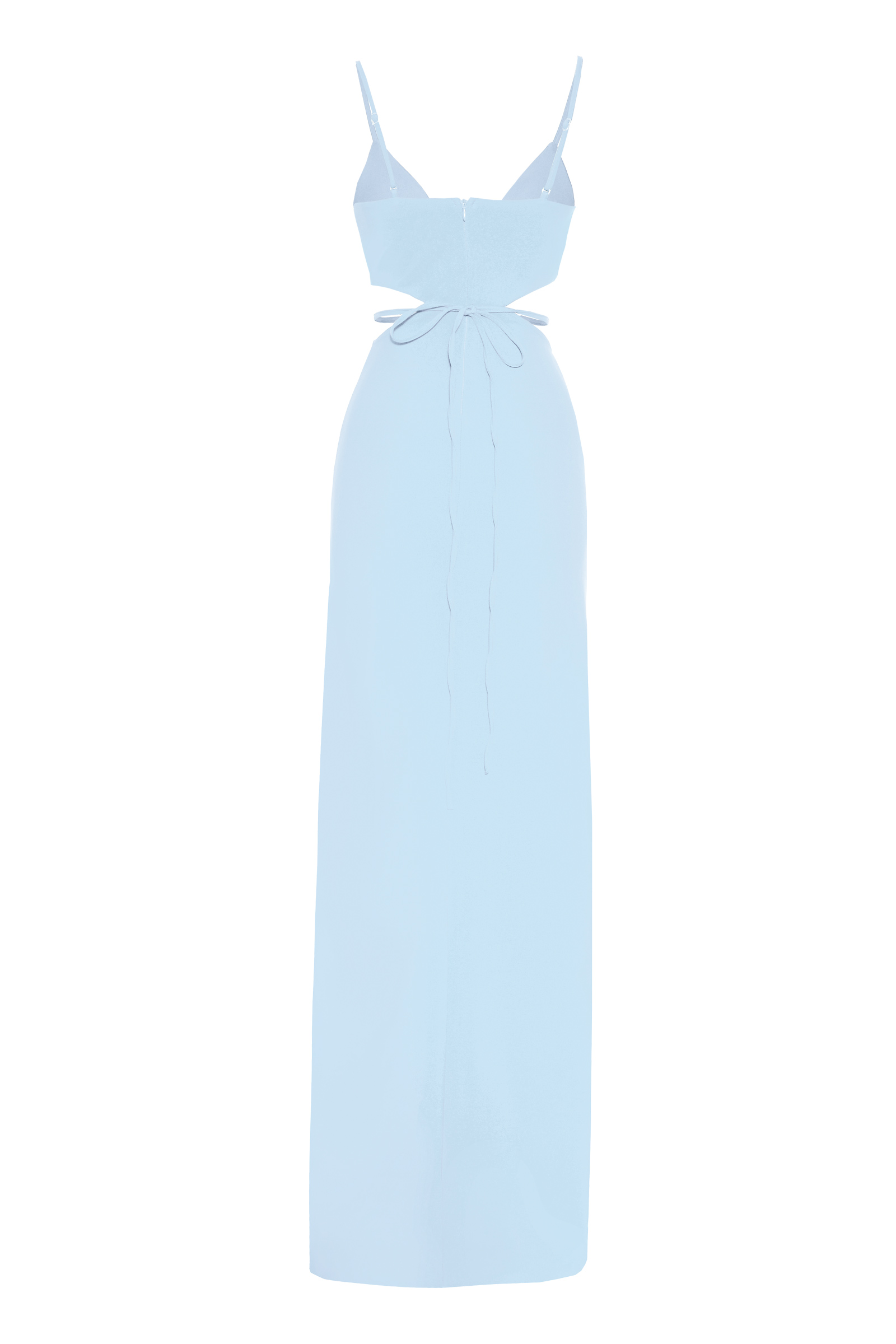 Blue Crepe Sleeveless Maxi Dress