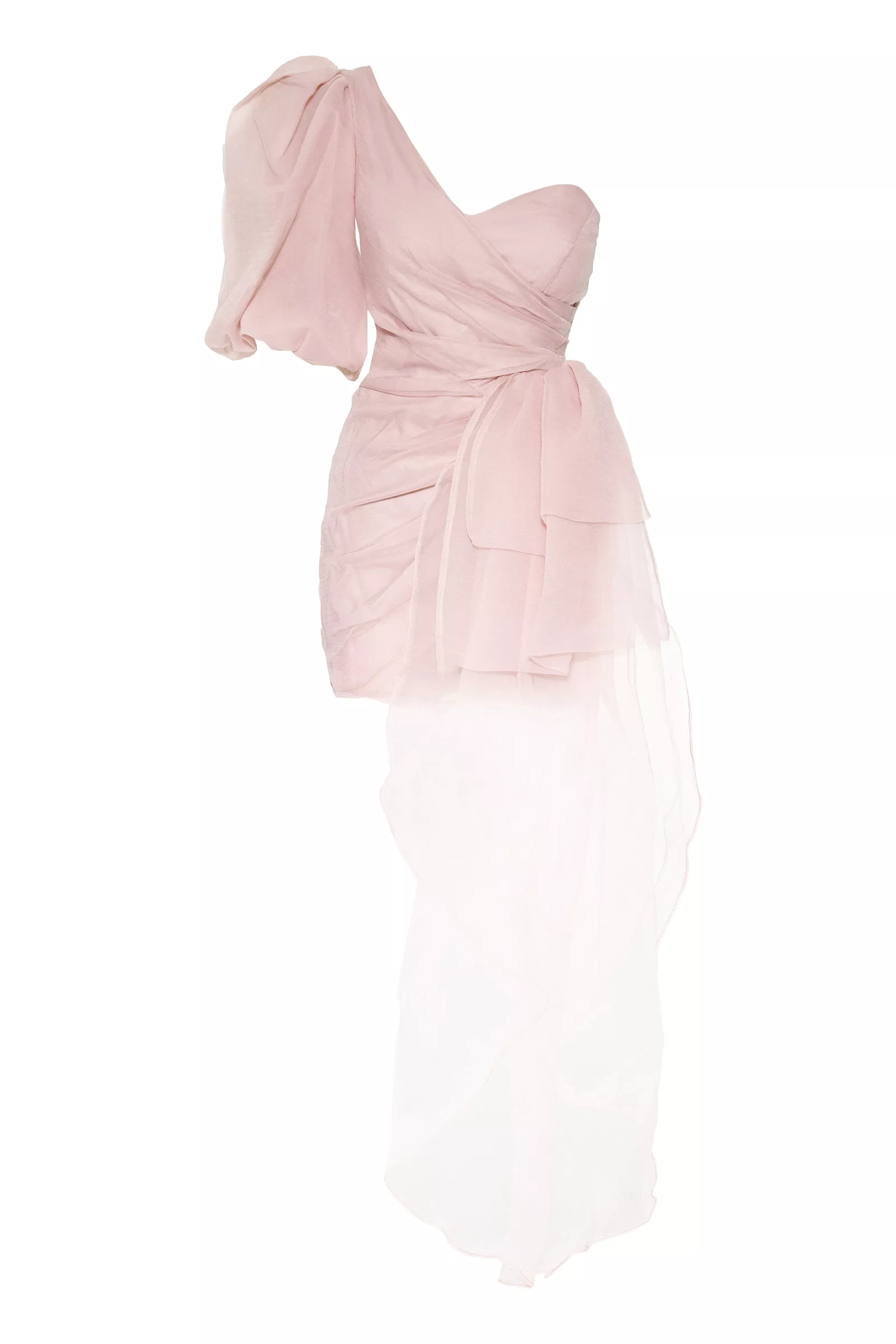 Blush Tulle One Arm Mini Dress