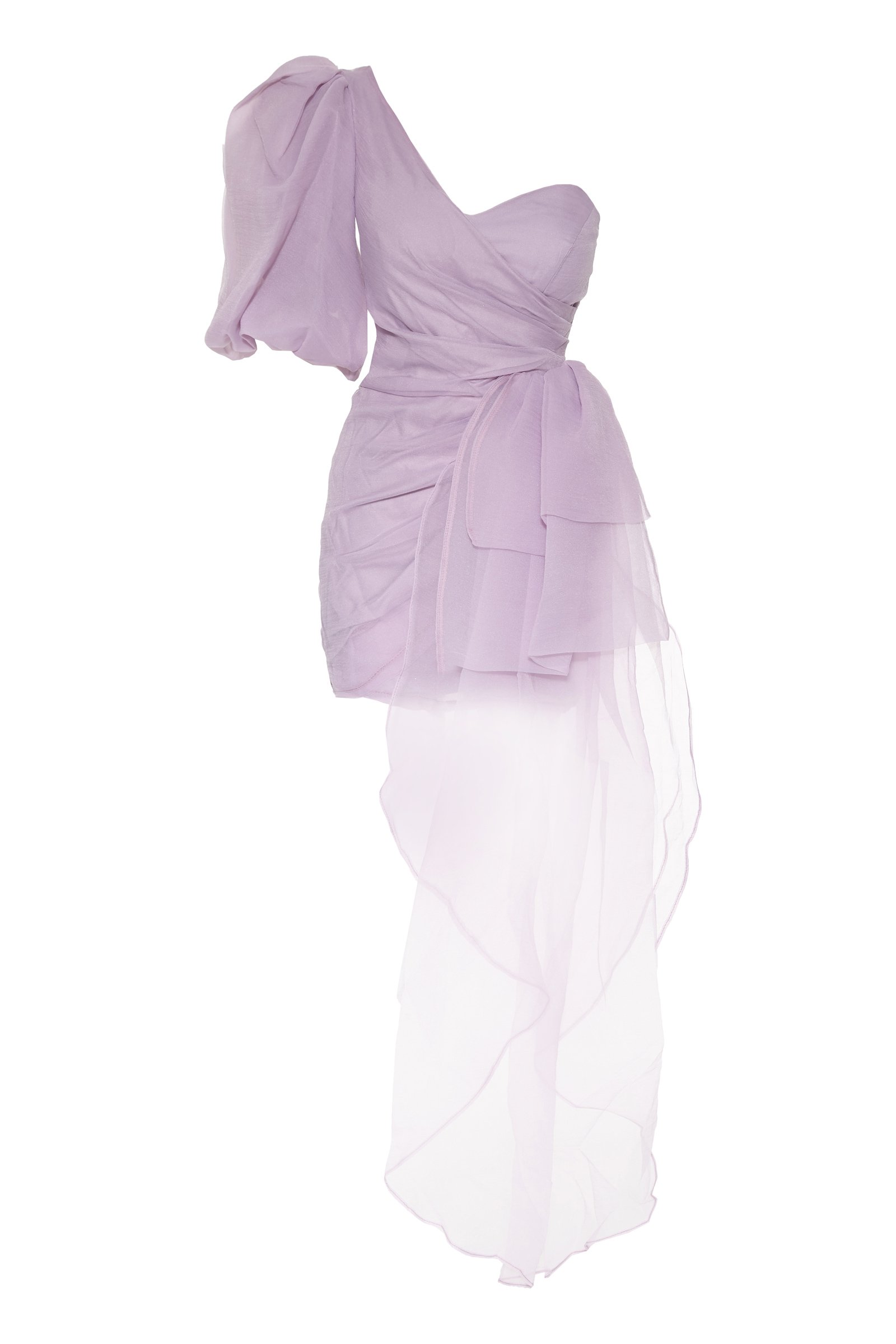 Lilac Tulle One Arm Mini Dress