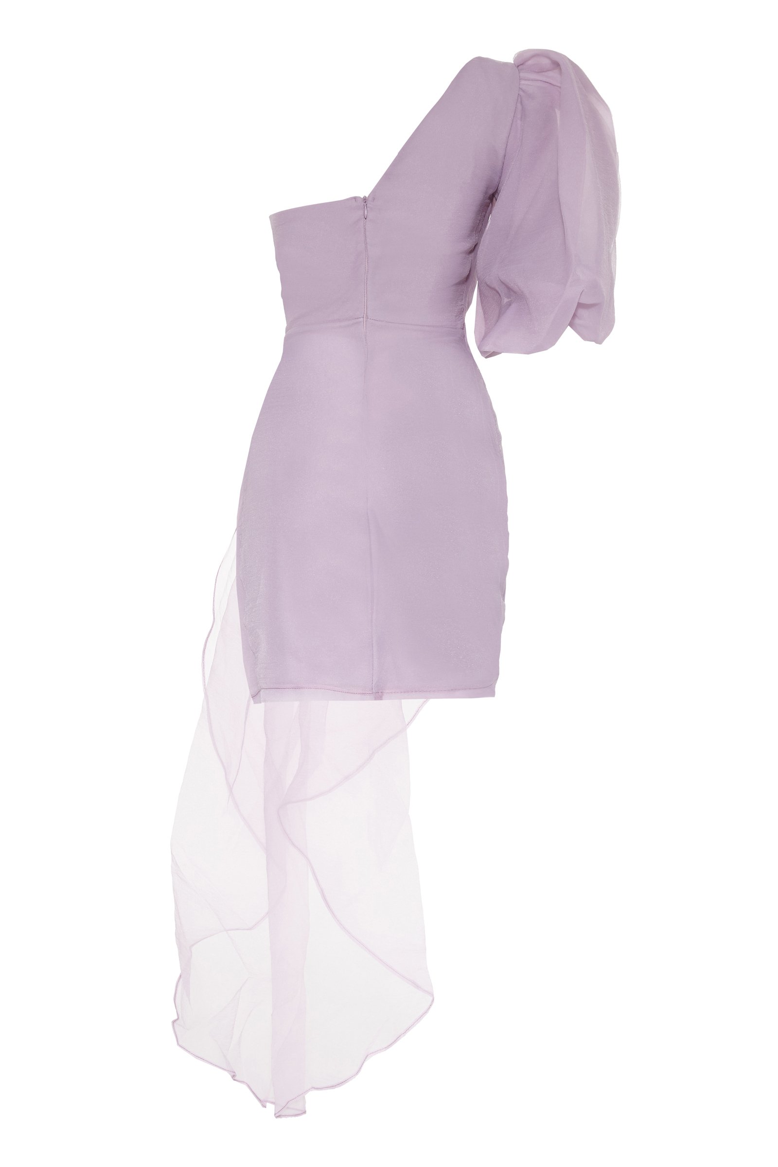 Lilac Tulle One Arm Mini Dress
