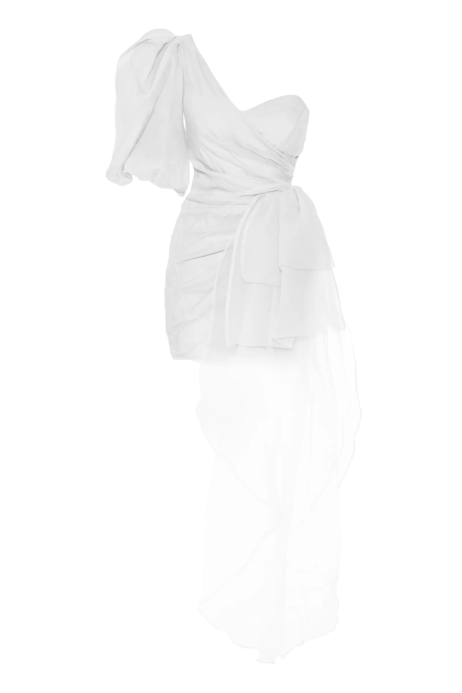 White Tulle One Arm Mini Dress