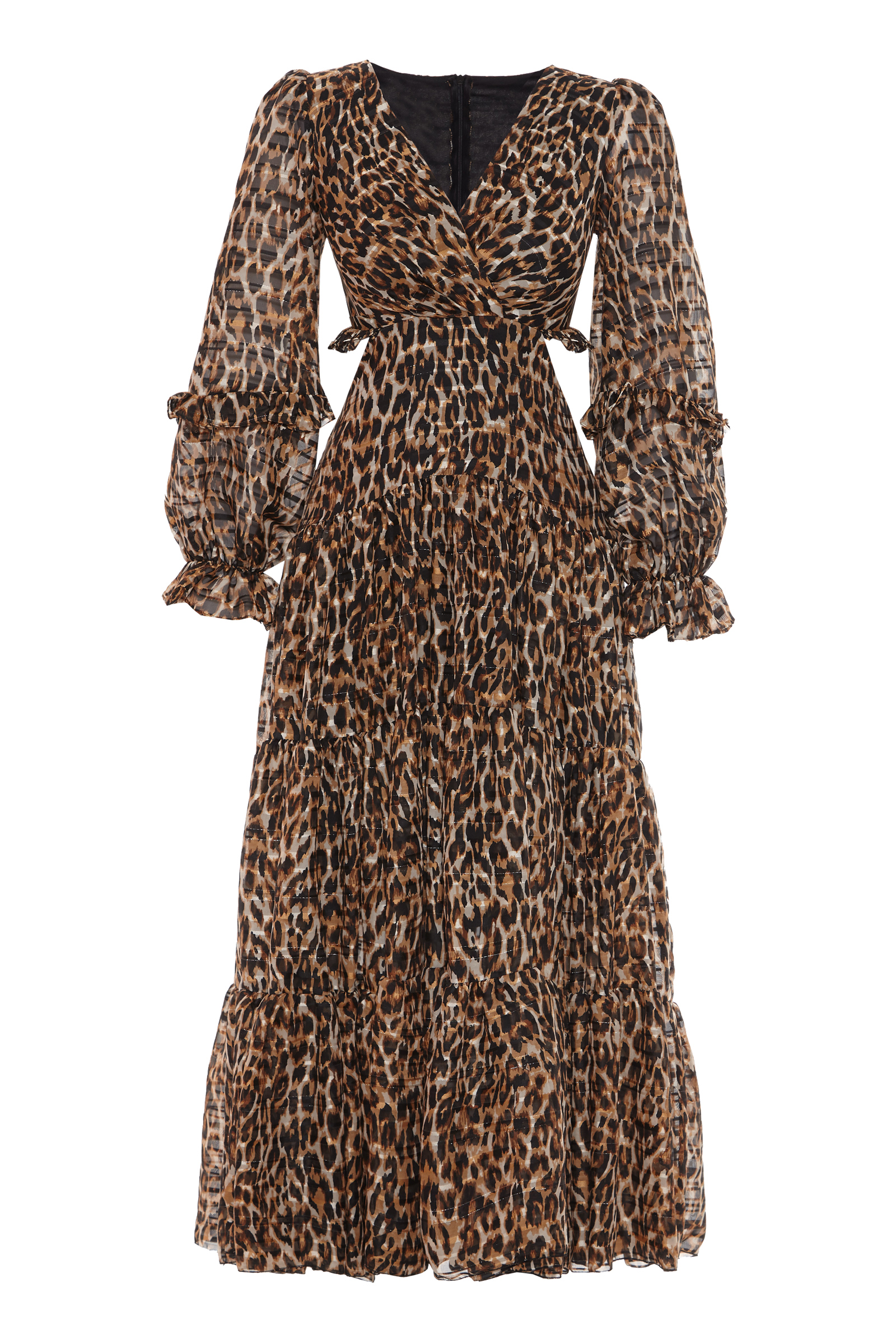 Printed Chiffon Long Sleeve Maxi Dress