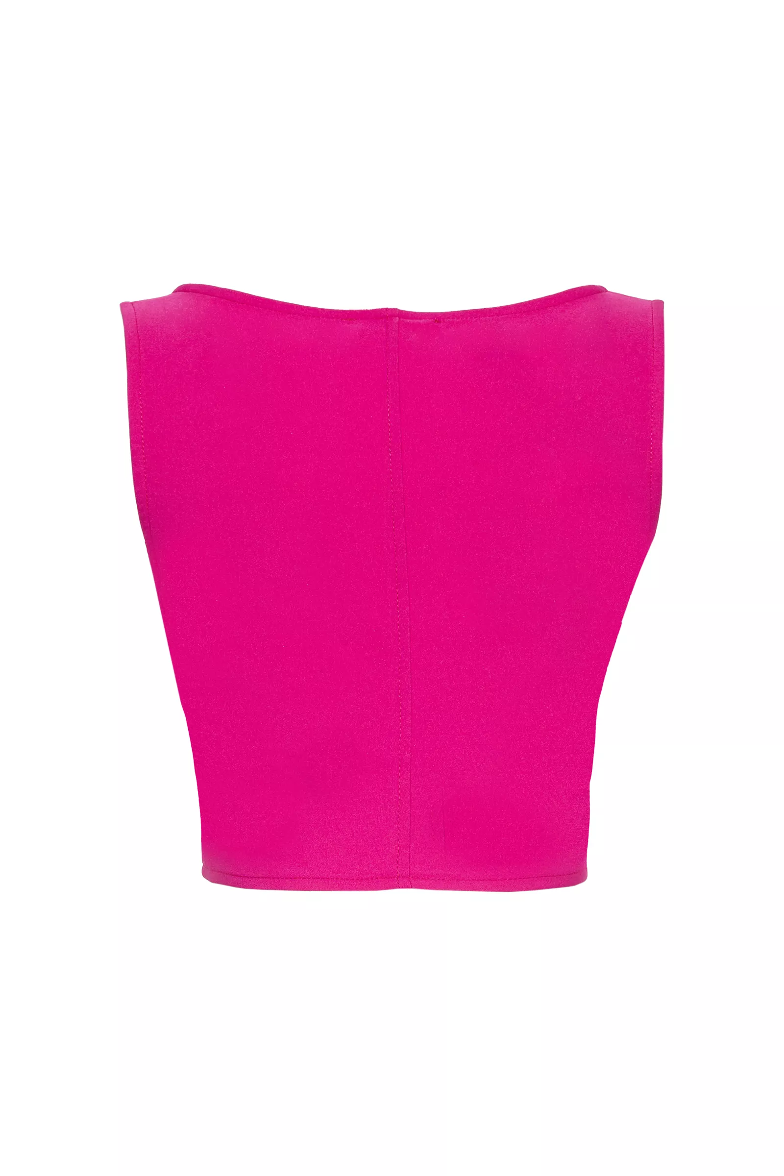 Fuchsia Knitted Sleeveless Crop Top
