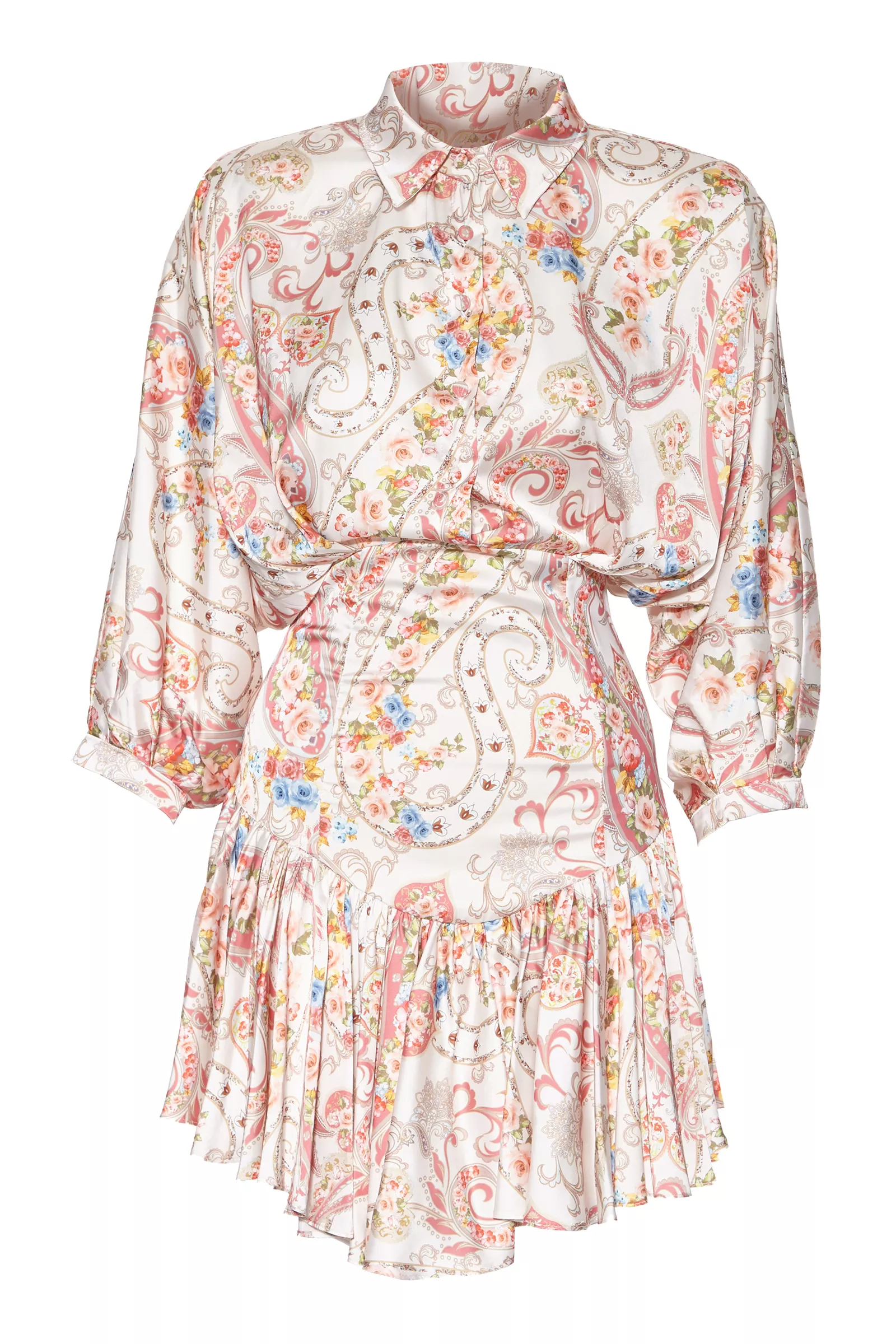 Satin Long Sleeve Mini Dress