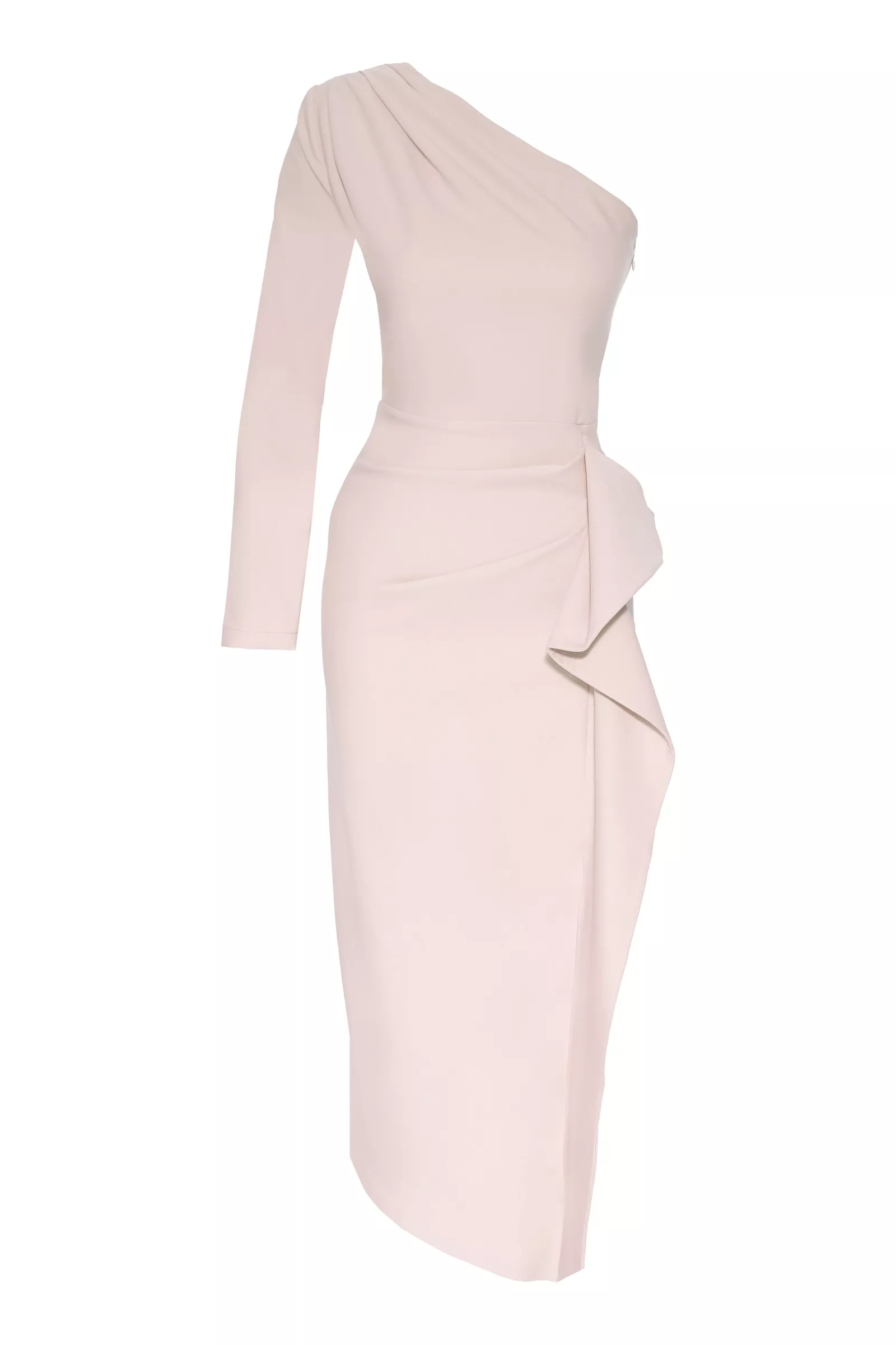 Puppy crepe one arm midi dress