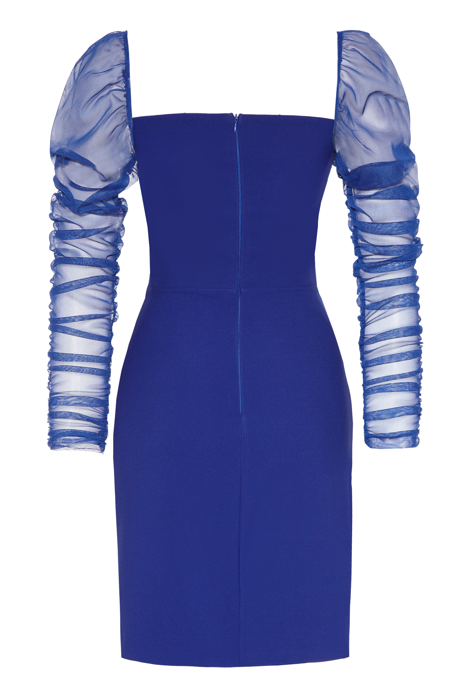 Sax Crepe Long Sleeve Mini Dress