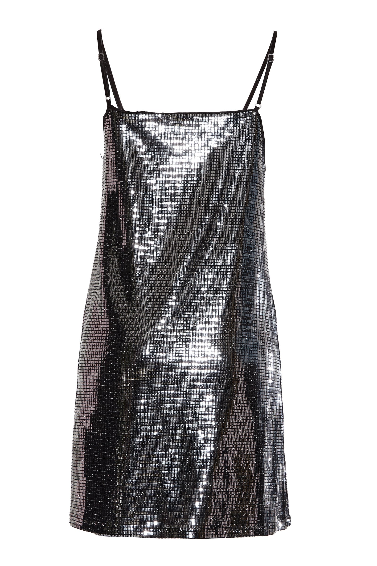 Silver Sequin Sleeveless Mini Dress