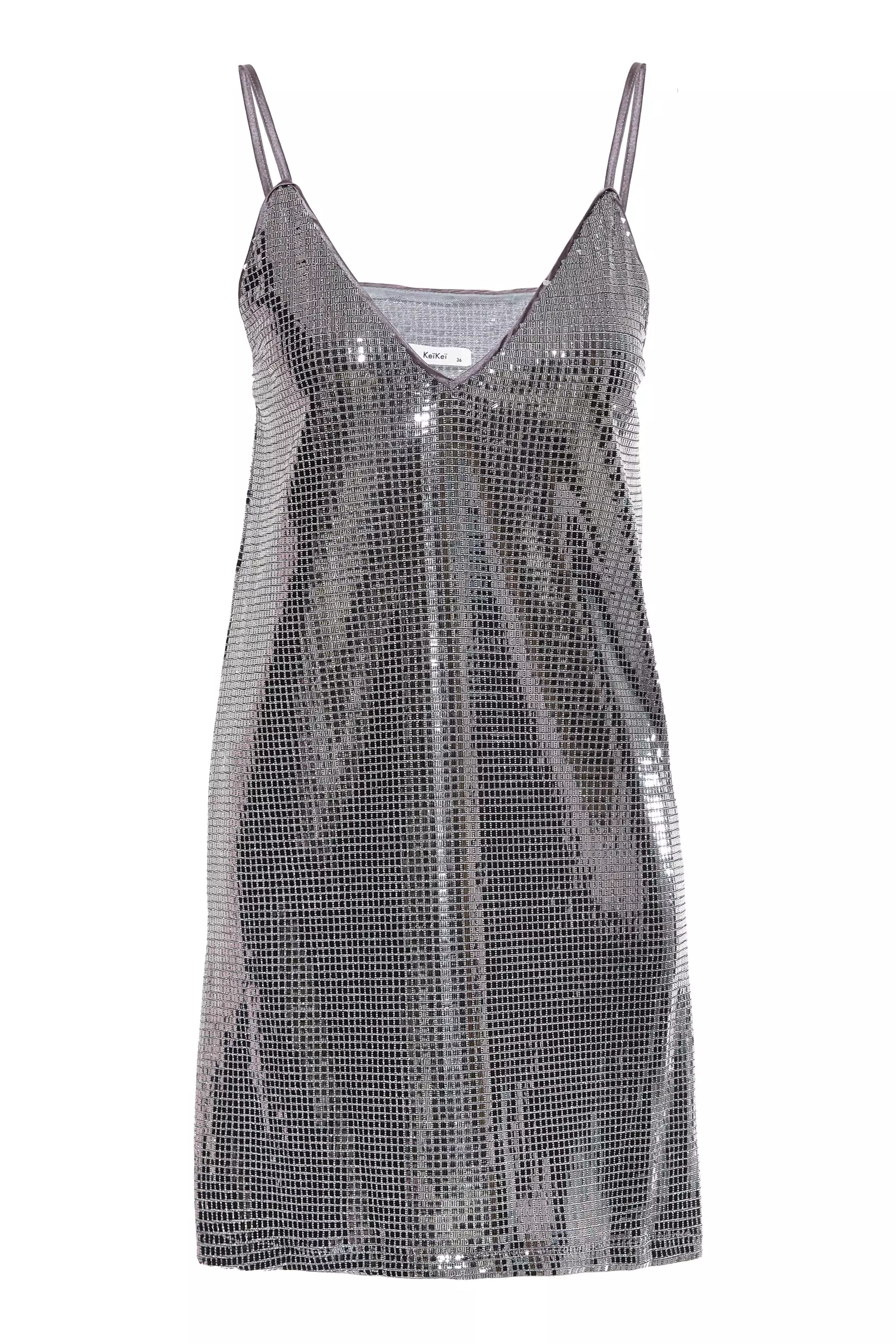 Gray Sequin Sleeveless Mini Dress