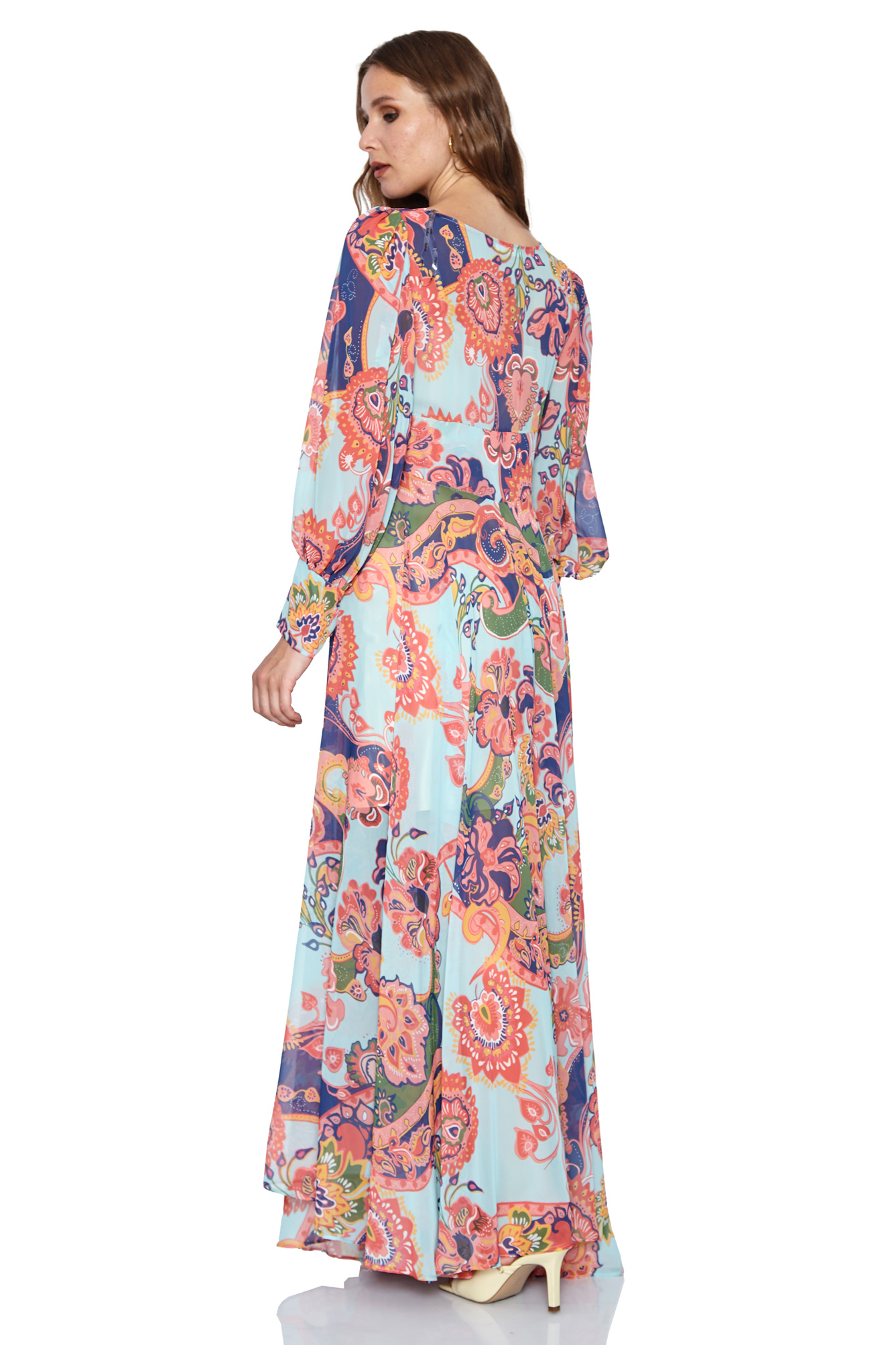 Black Plus Size Chiffon Long Sleeve Maxi Dress