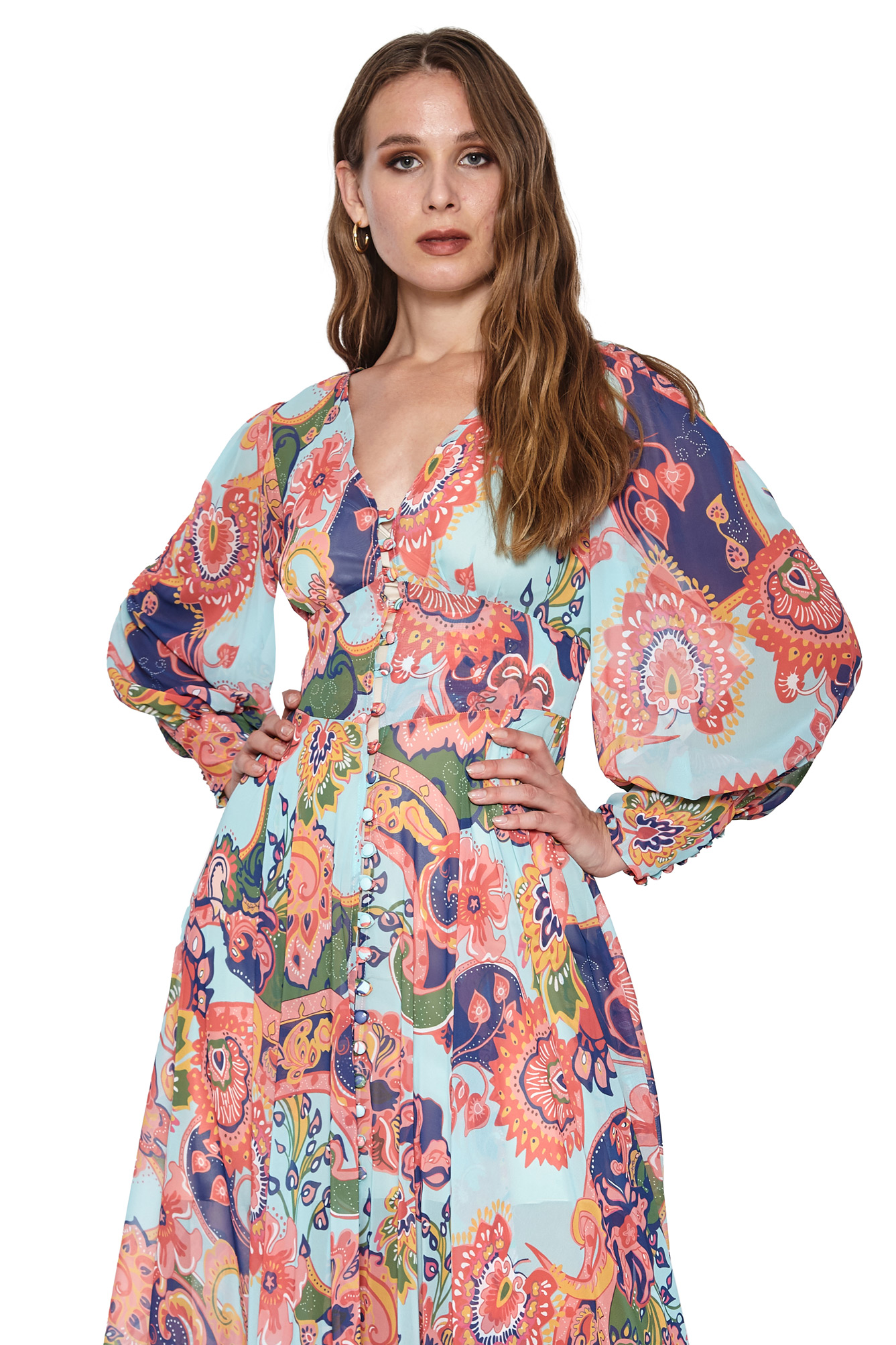 Black Plus Size Chiffon Long Sleeve Maxi Dress
