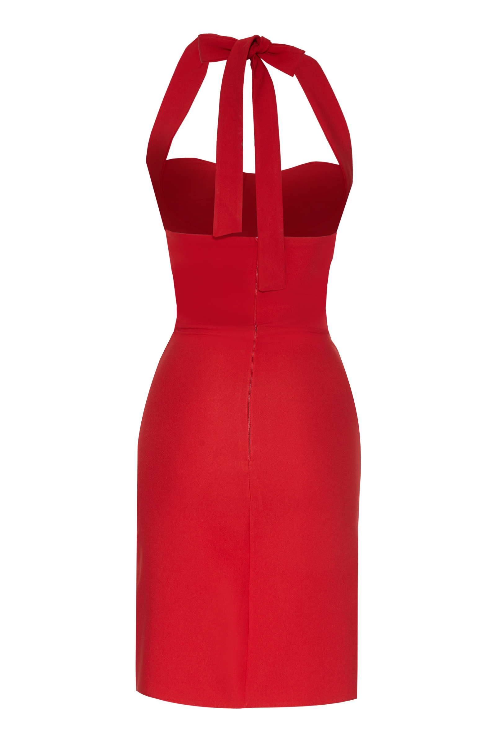Red Crepe Sleeveless Mini Dress