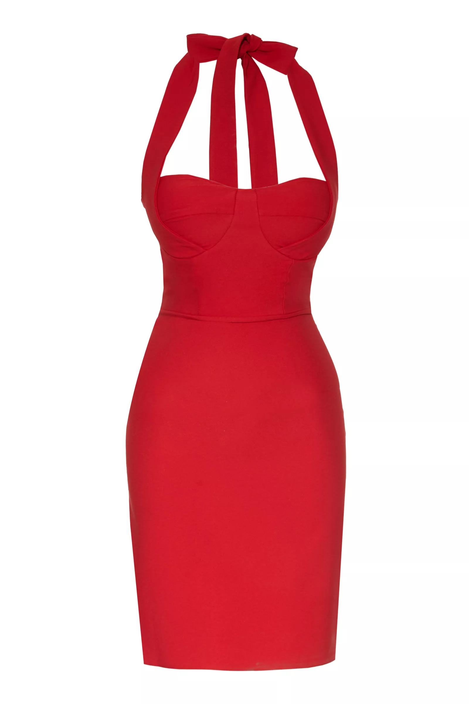 Red Crepe Sleeveless Mini Dress