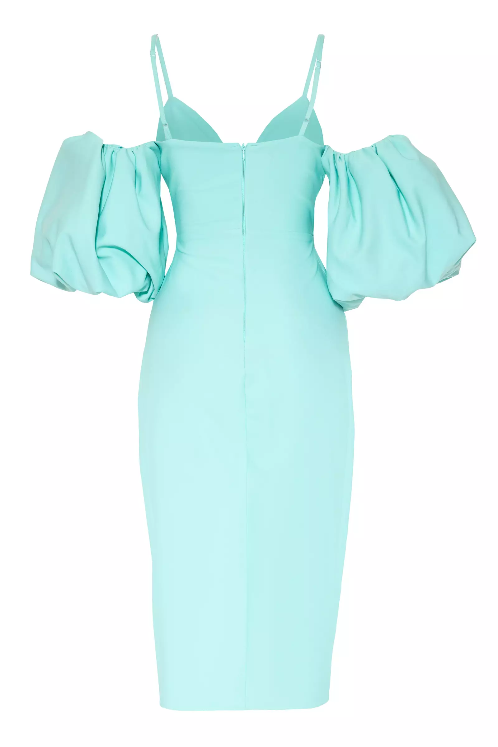 Mint Green Crepe Short Sleeve Midi Dress | Crape Dresses | KeiKei