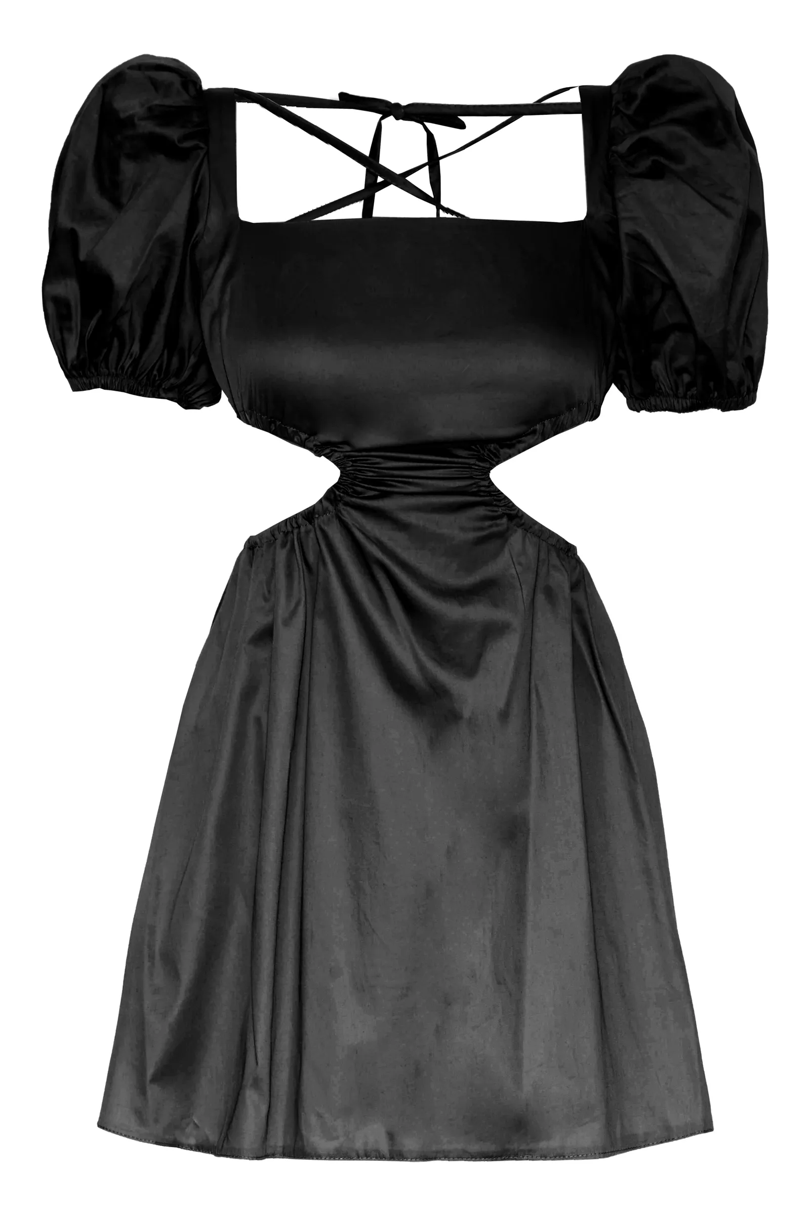 Black poplin sleeveless mini dress