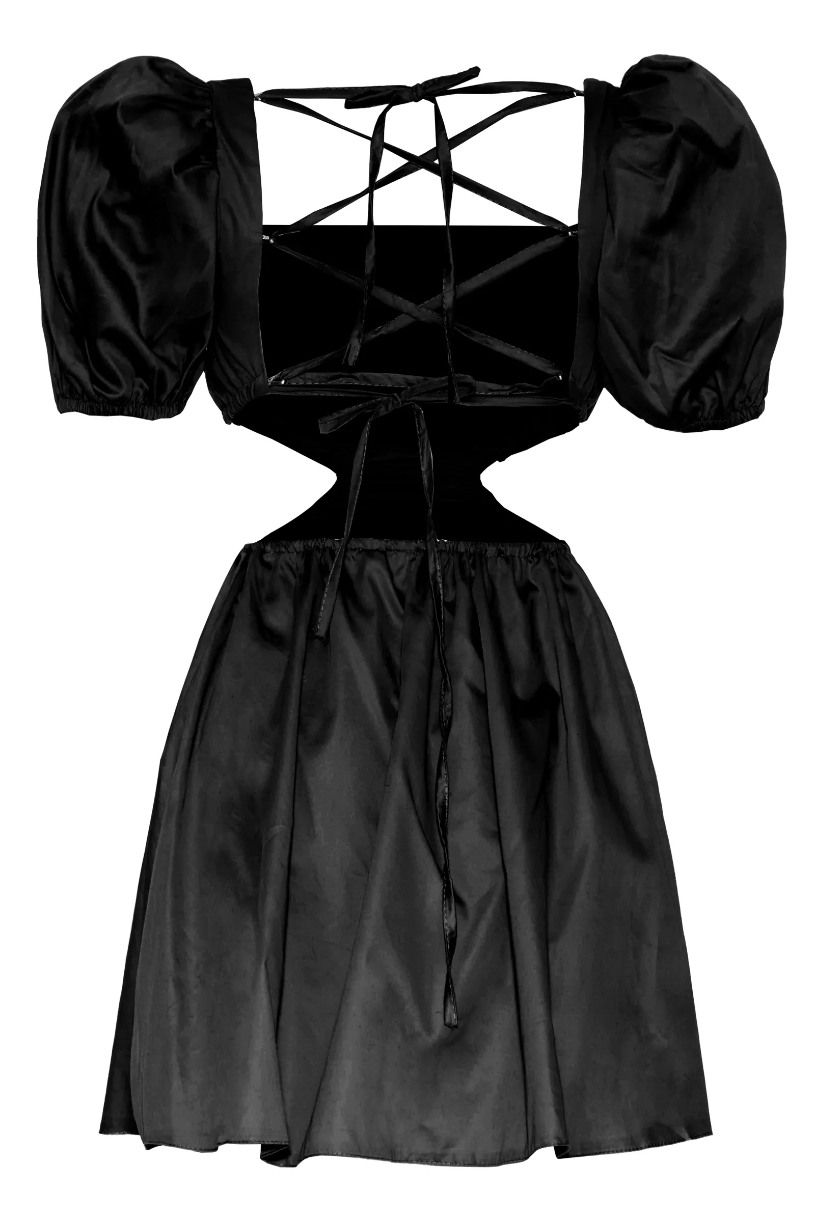 Black poplin sleeveless mini dress