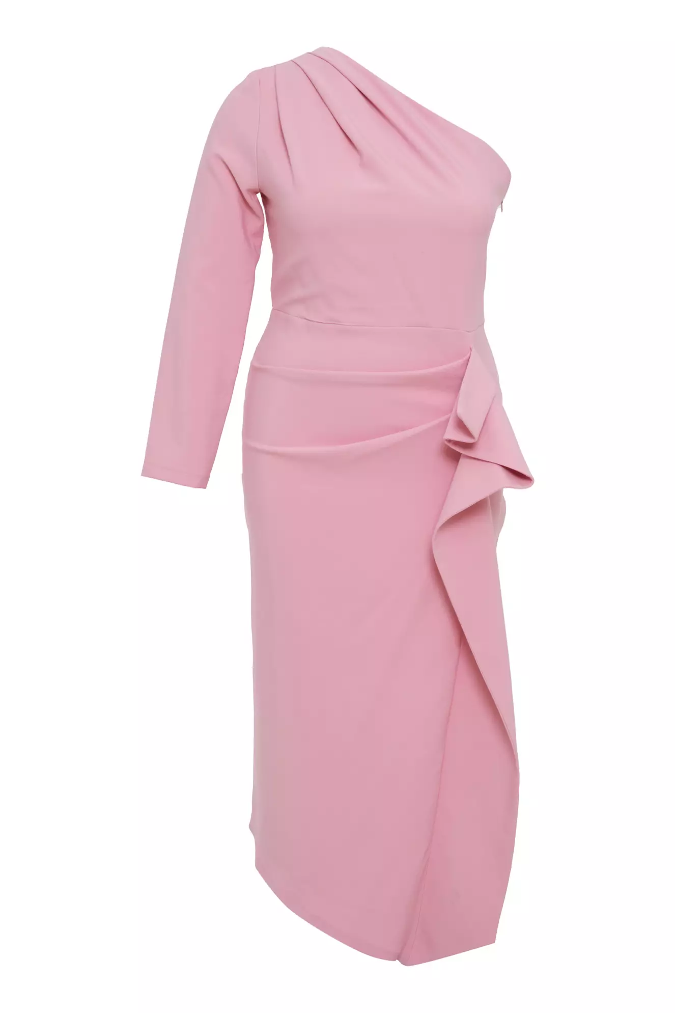 Blush Plus Size Crepe Long Sleeve Midi Dress