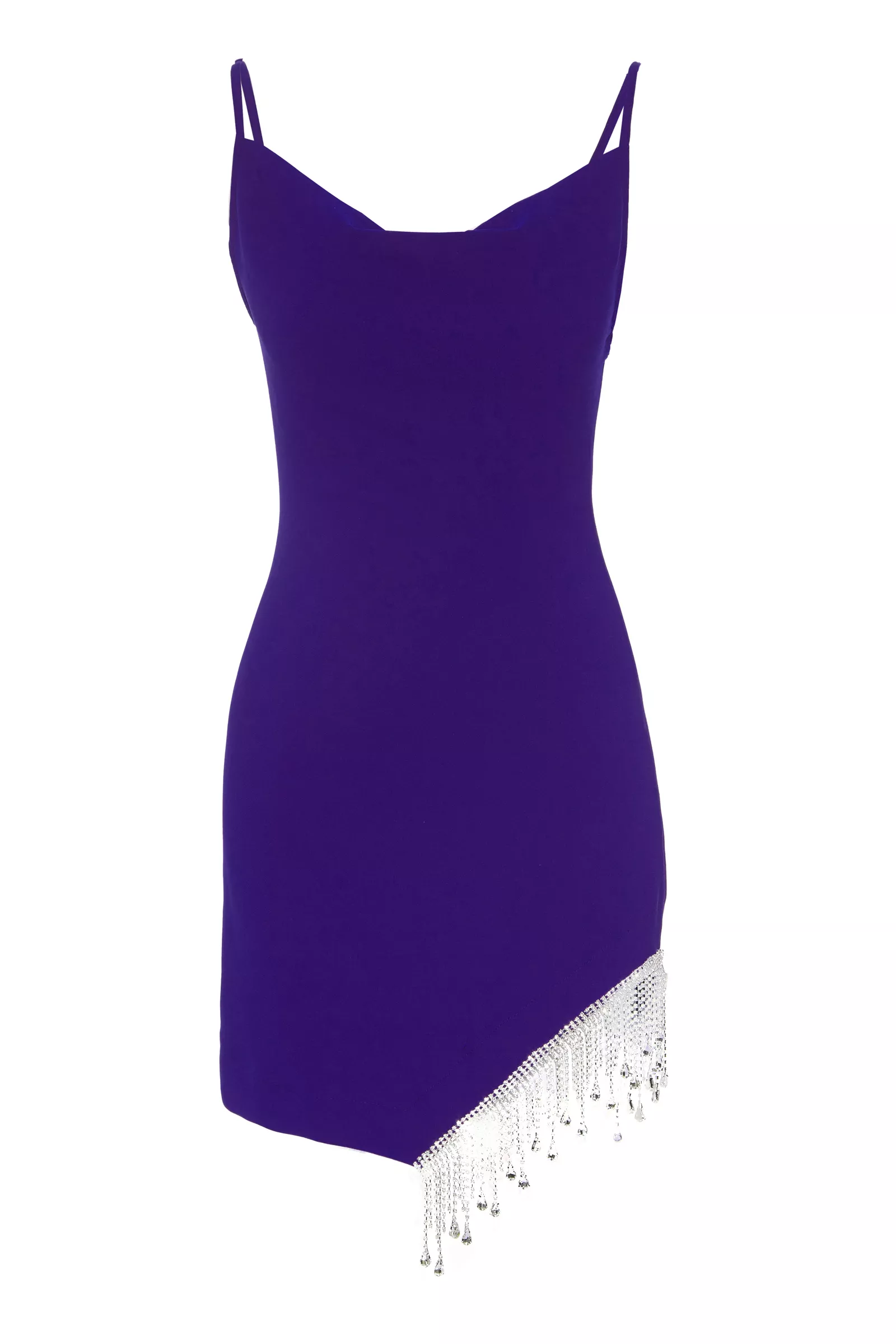 Purple Crepe Sleeveless Mini Dress