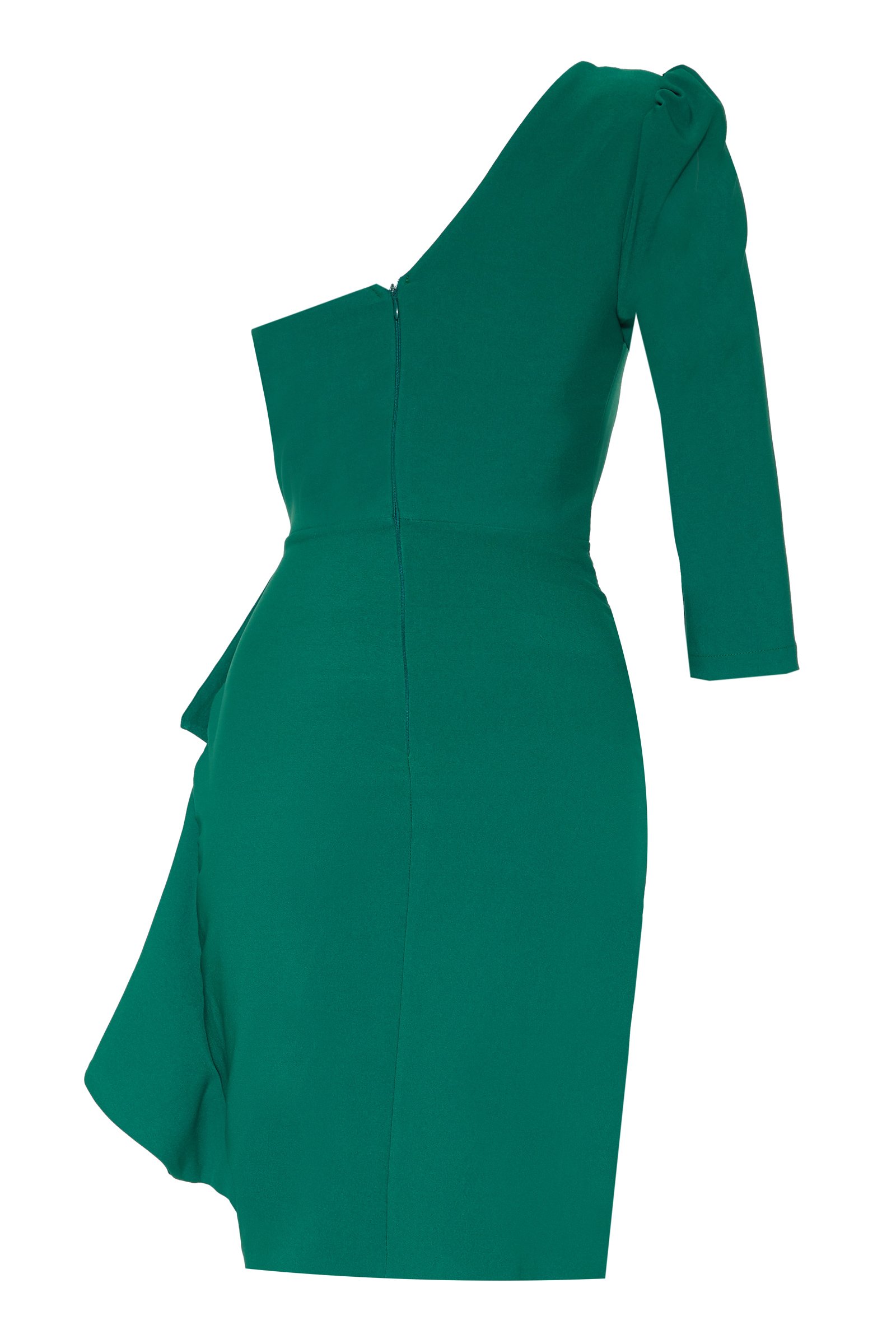 Green Plus Size Crepe One Arm Mini Dress