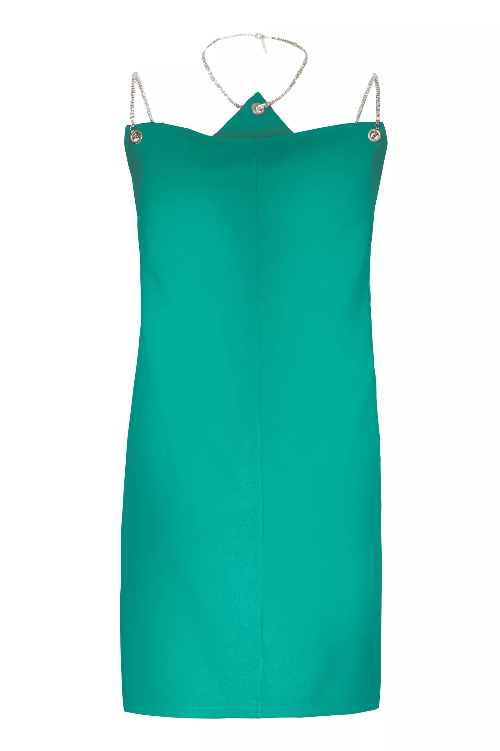 Green Crepe Sleeveless Mini Dress