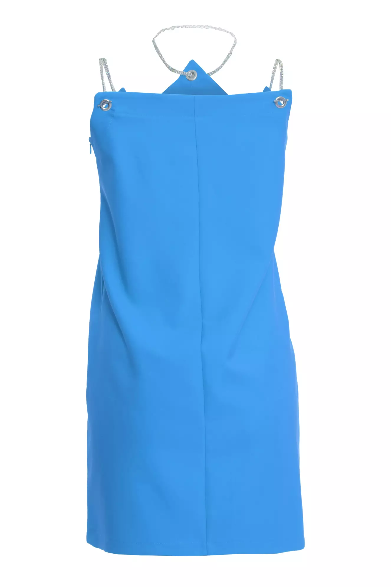 Blue Crepe Sleeveless Mini Dress