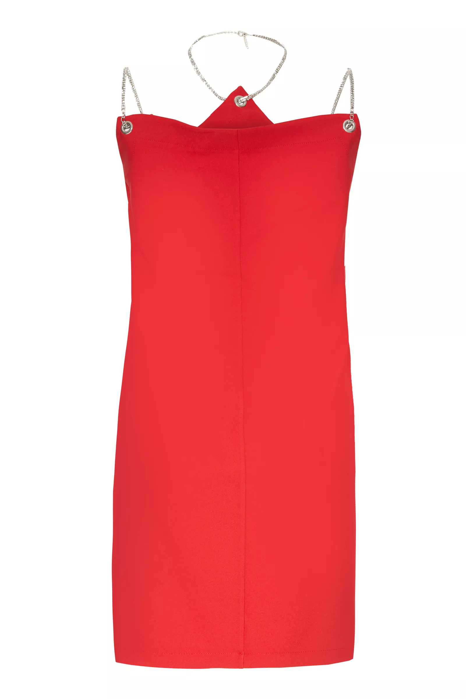 Red Crepe Sleeveless Mini Dress