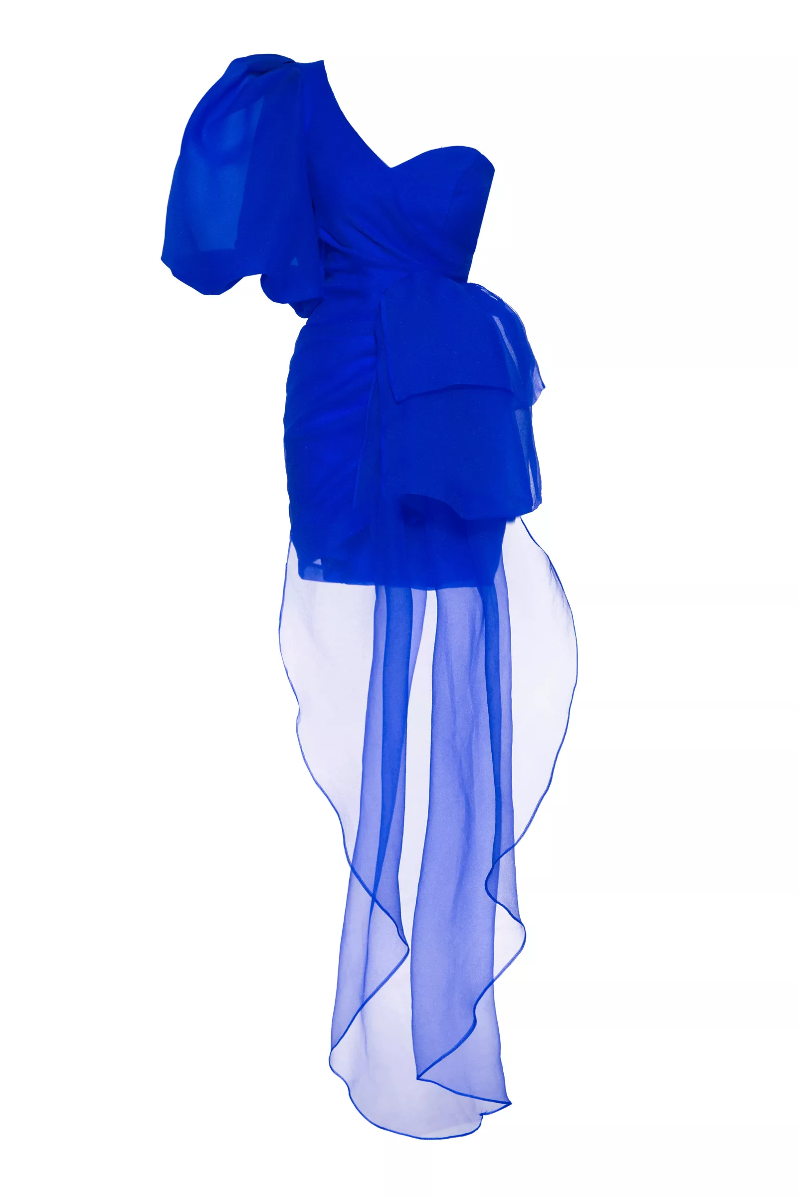 Blue Tulle One Arm Mini Dress