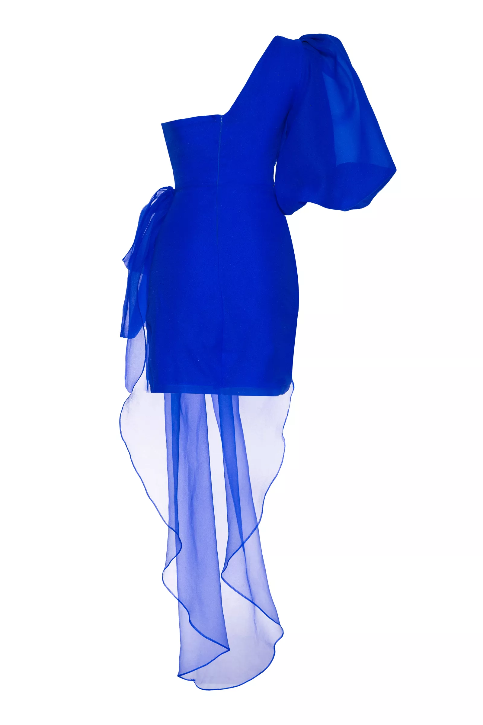 Blue Tulle One Arm Mini Dress