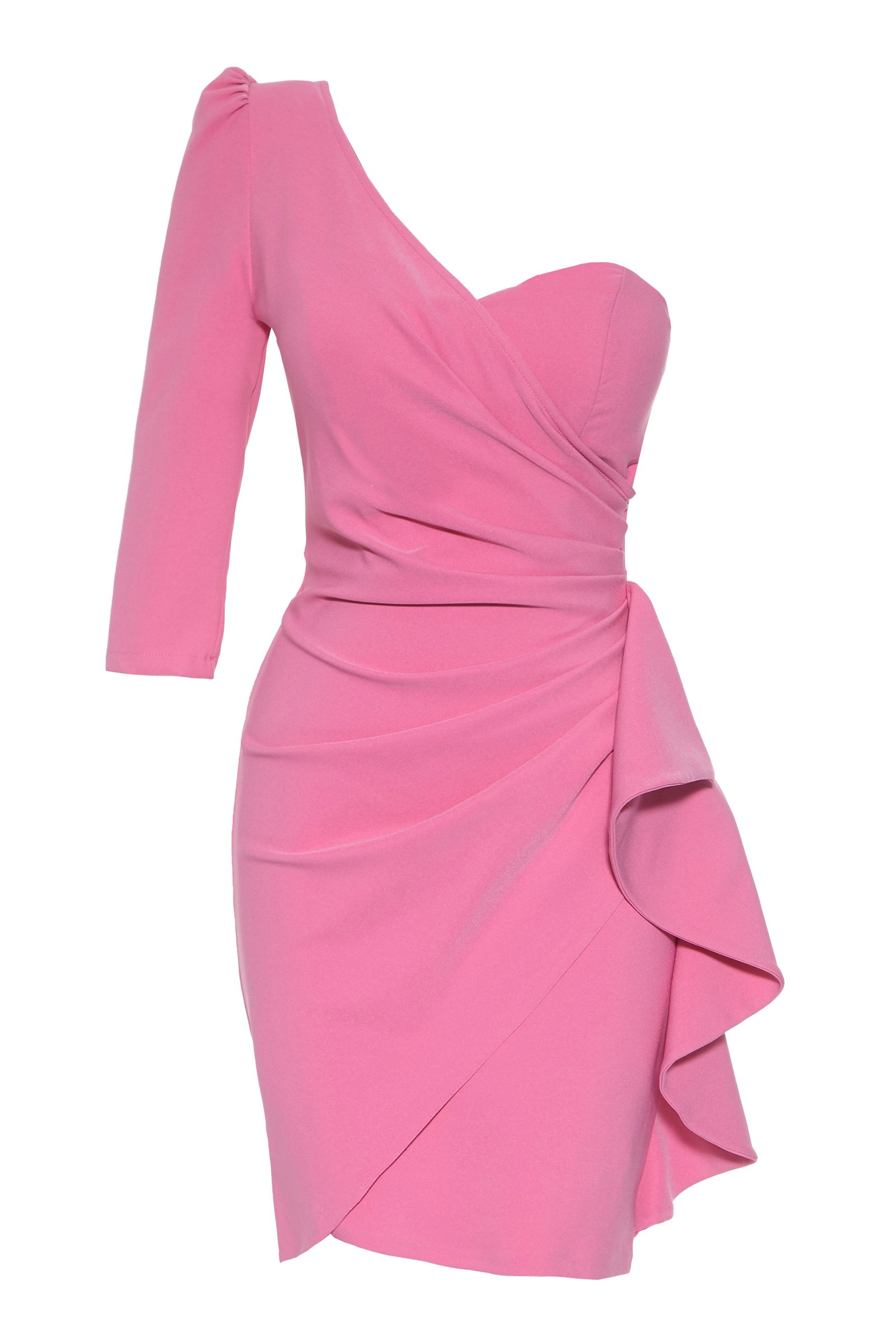 Pink Plus Size Crepe One Arm Mini Dress