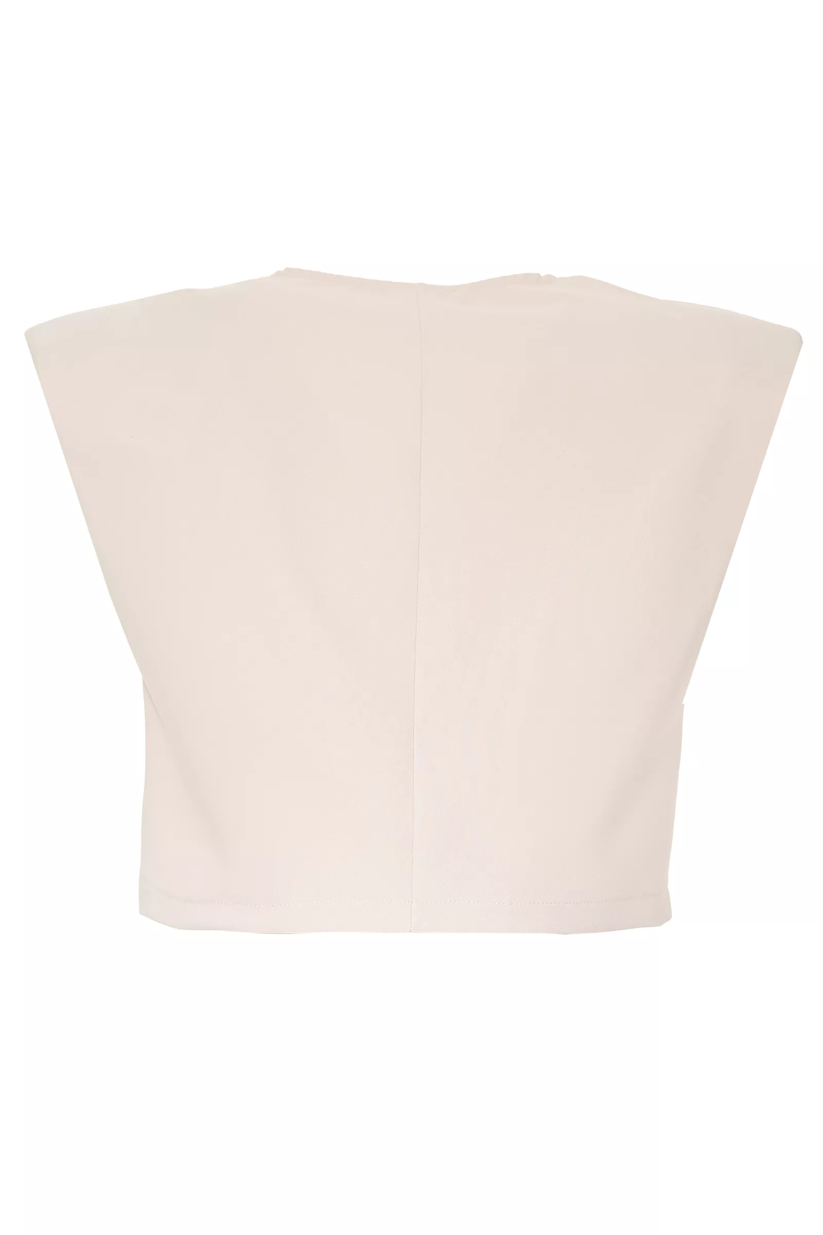 Beige Crepe Sleeveless Crop Top