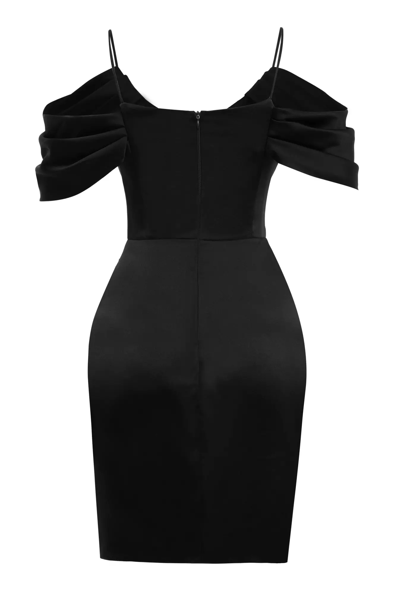 Black Satin Sleeveless Mini Dress
