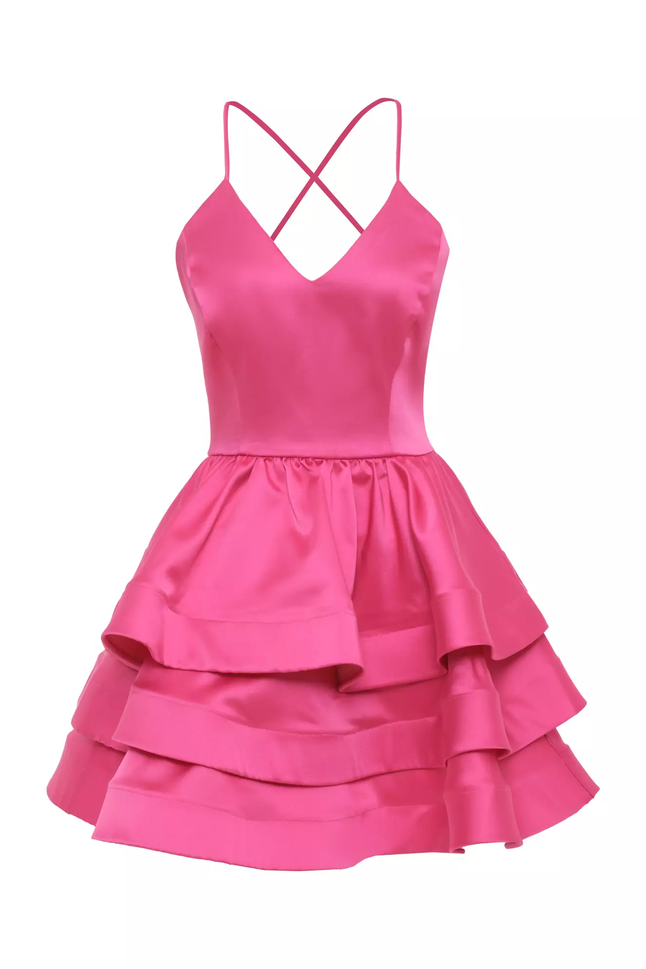 Fuchsia Satin Sleeveless Mini Dress