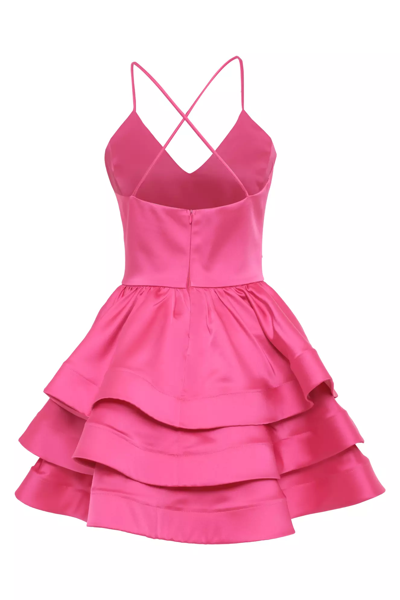 Fuchsia Satin Sleeveless Mini Dress