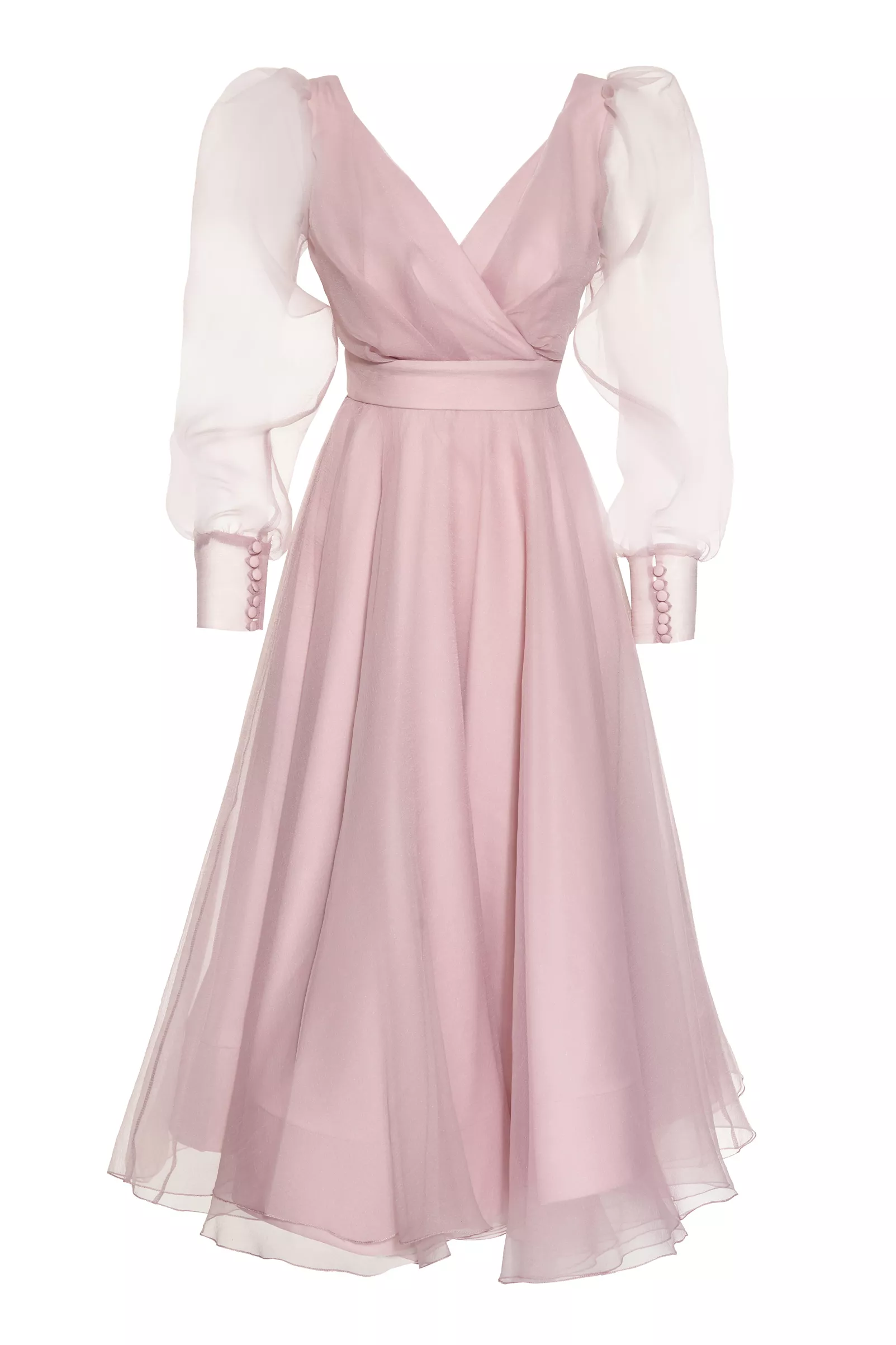 Blush Tulle Long Sleeve Maxi Dress