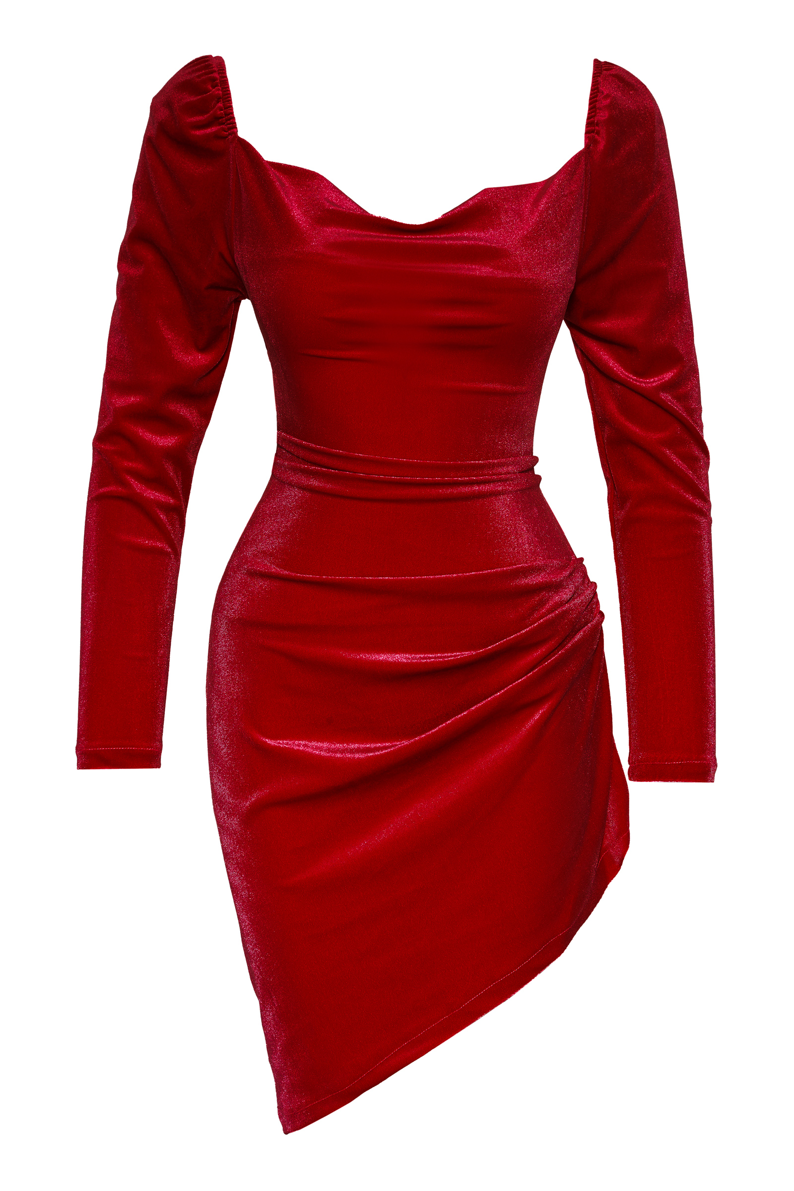 Red Velvet Long Sleeve Mini Dress