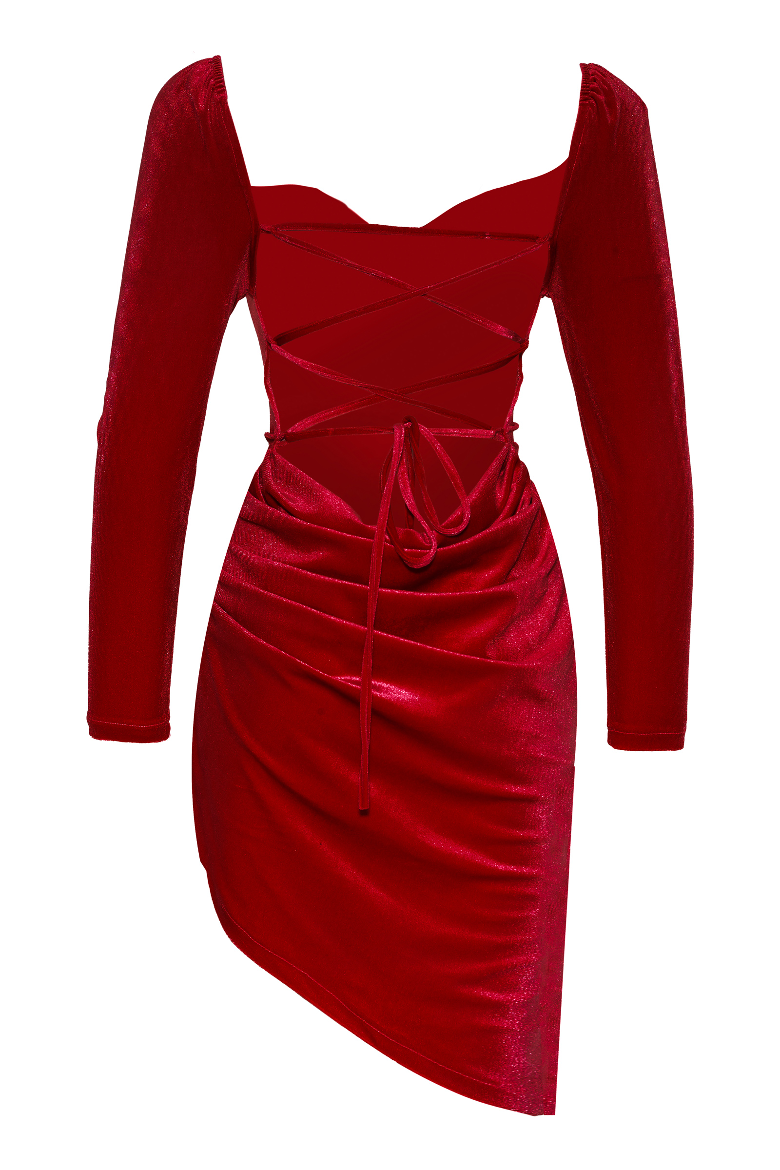Red Velvet Long Sleeve Mini Dress
