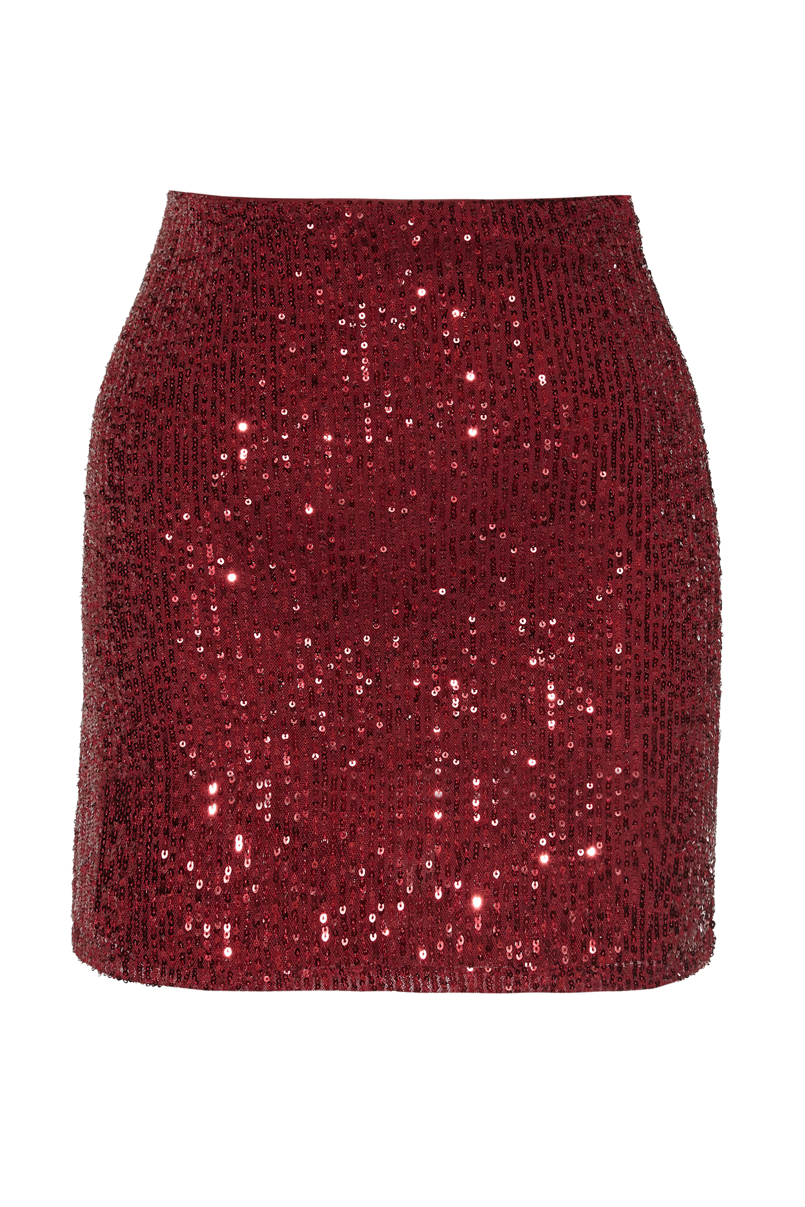 Maroon Sequined Mini Skirt