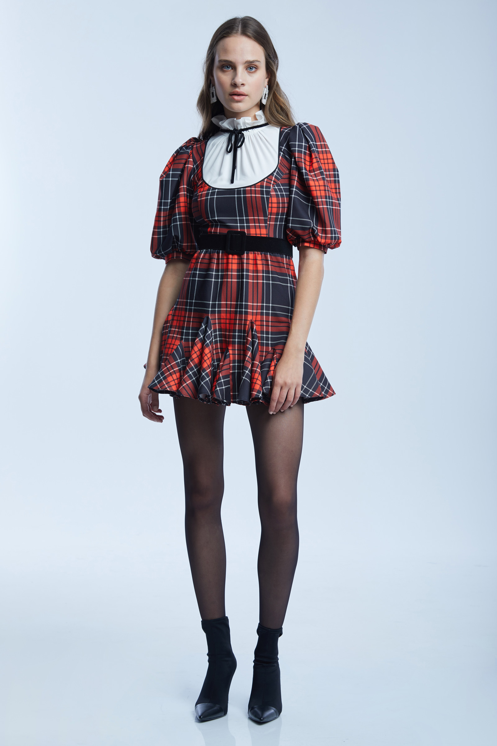 Crepe Long Sleeve Mini Dress