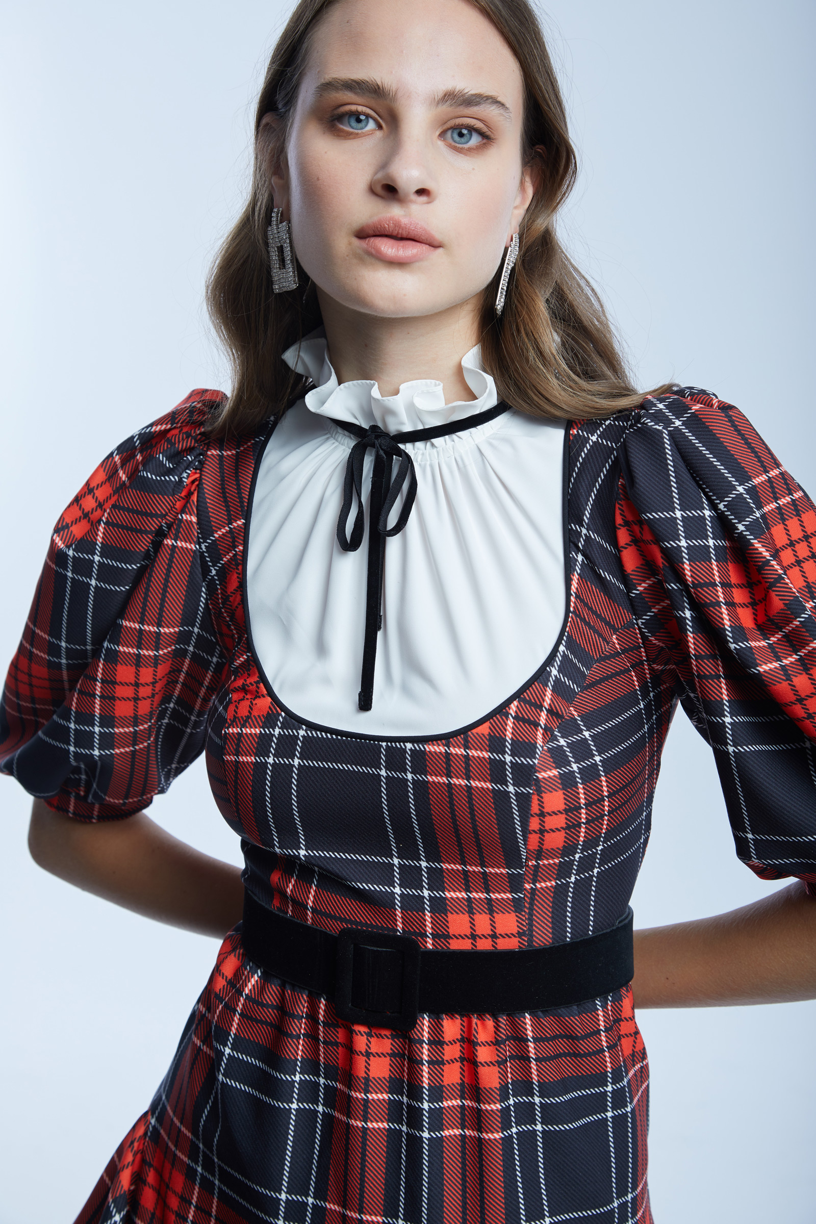 Crepe Long Sleeve Mini Dress