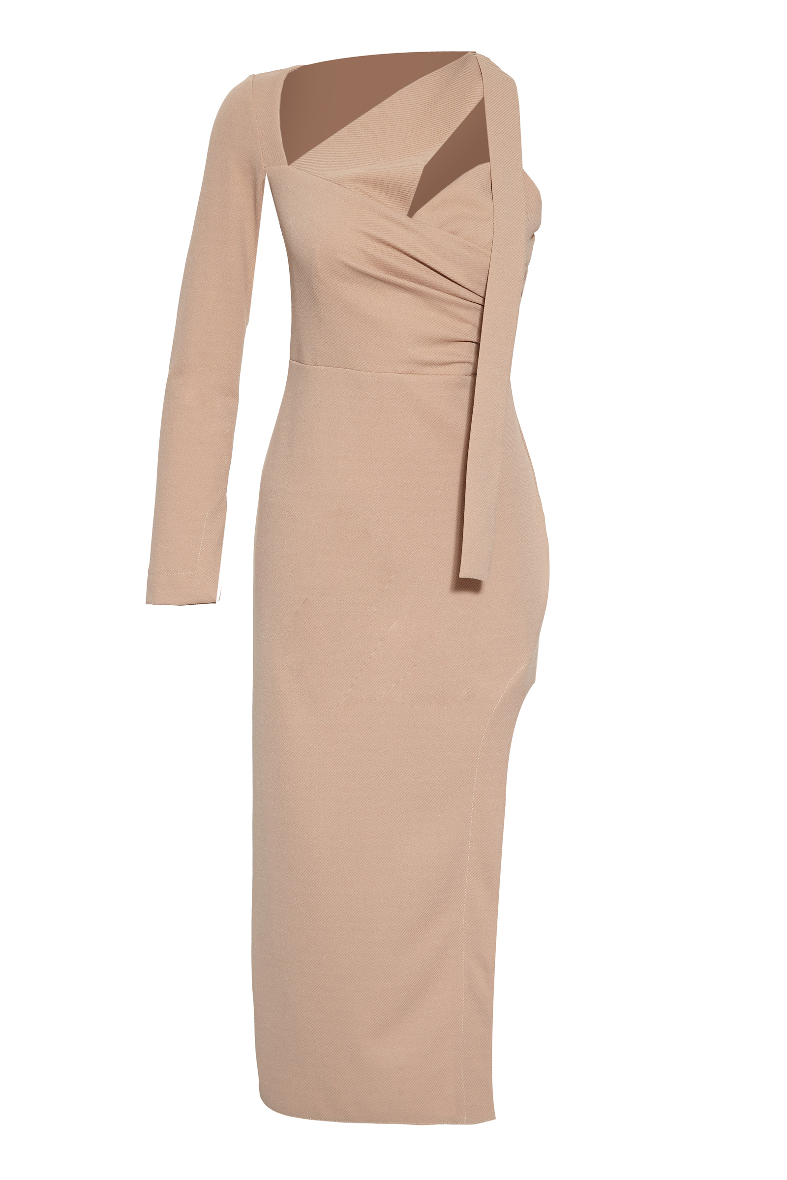 Beige Felisha One Arm Maxi Dress