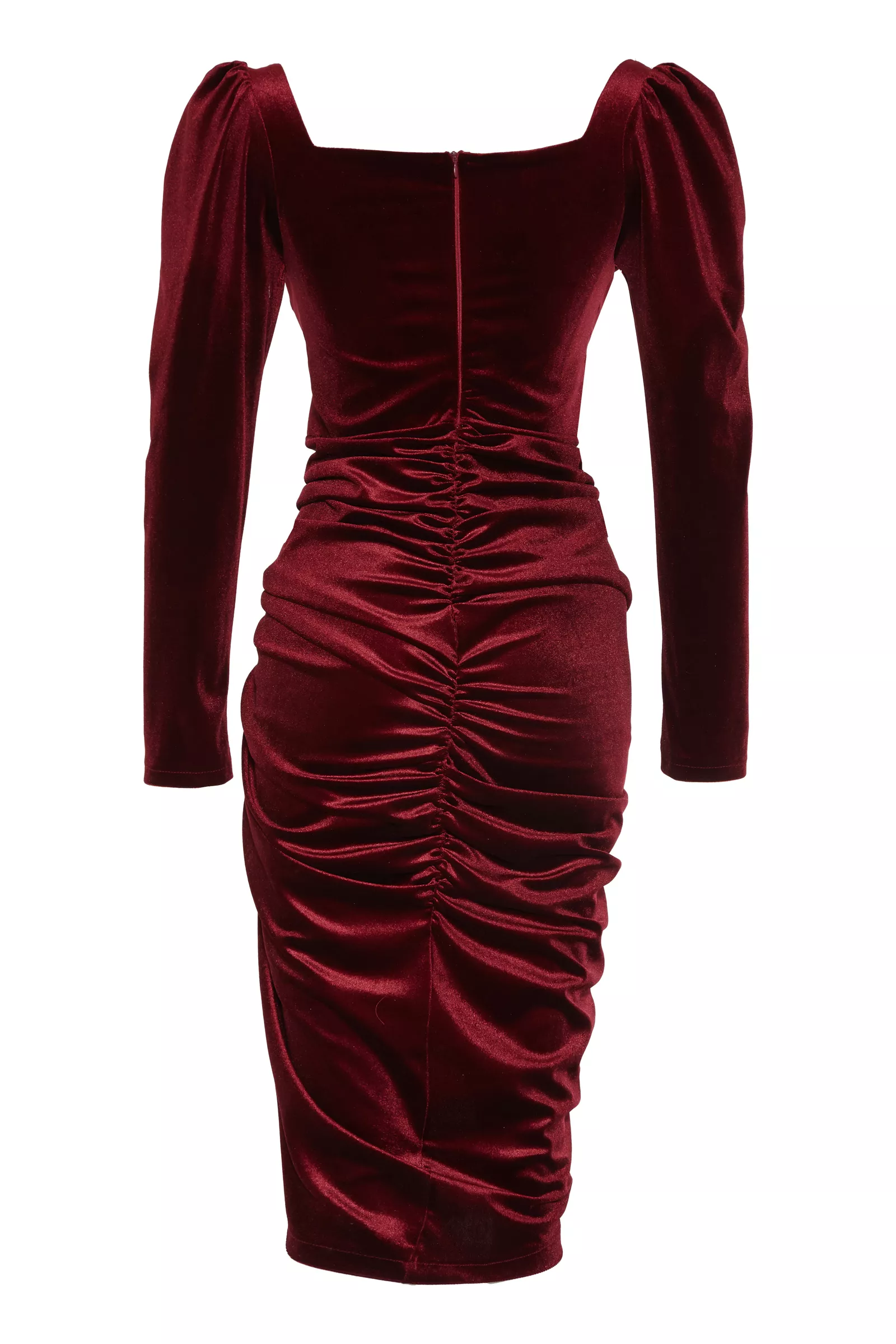 Maroon velvet long sleeve maxi dress
