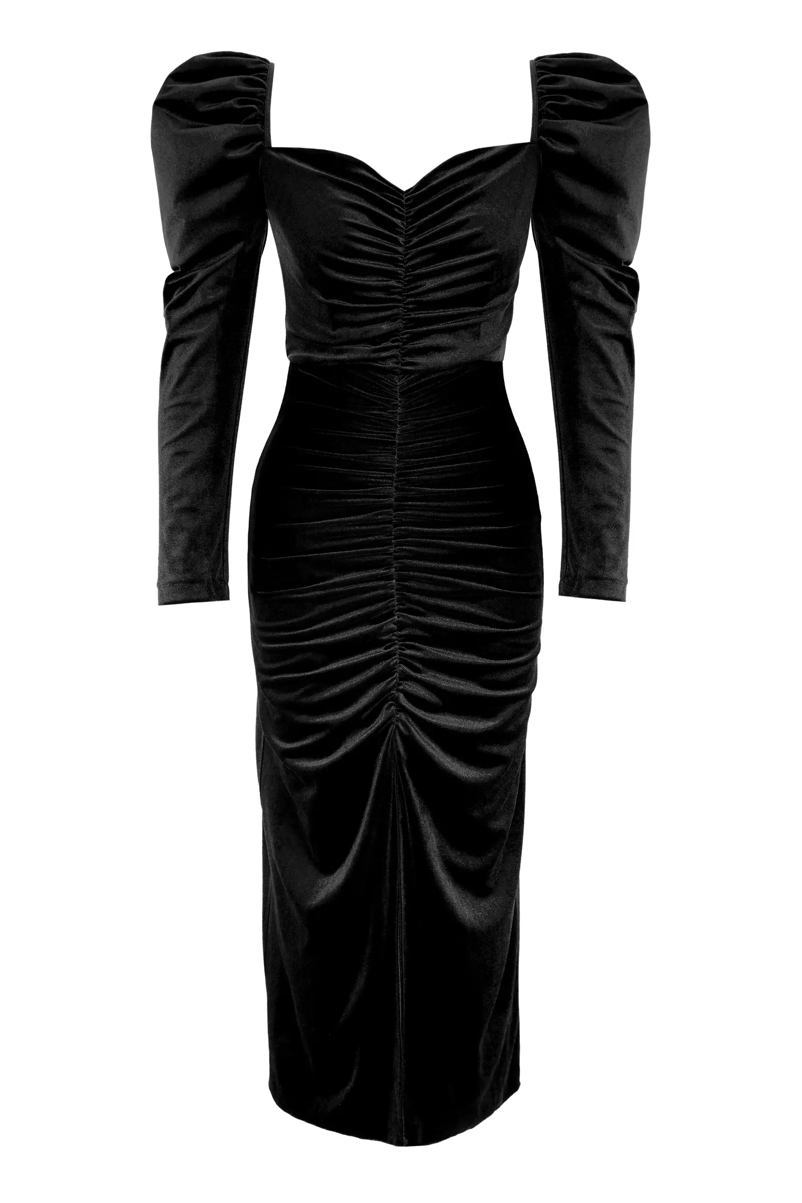 Black Velvet Long Sleeve Maxi Dress