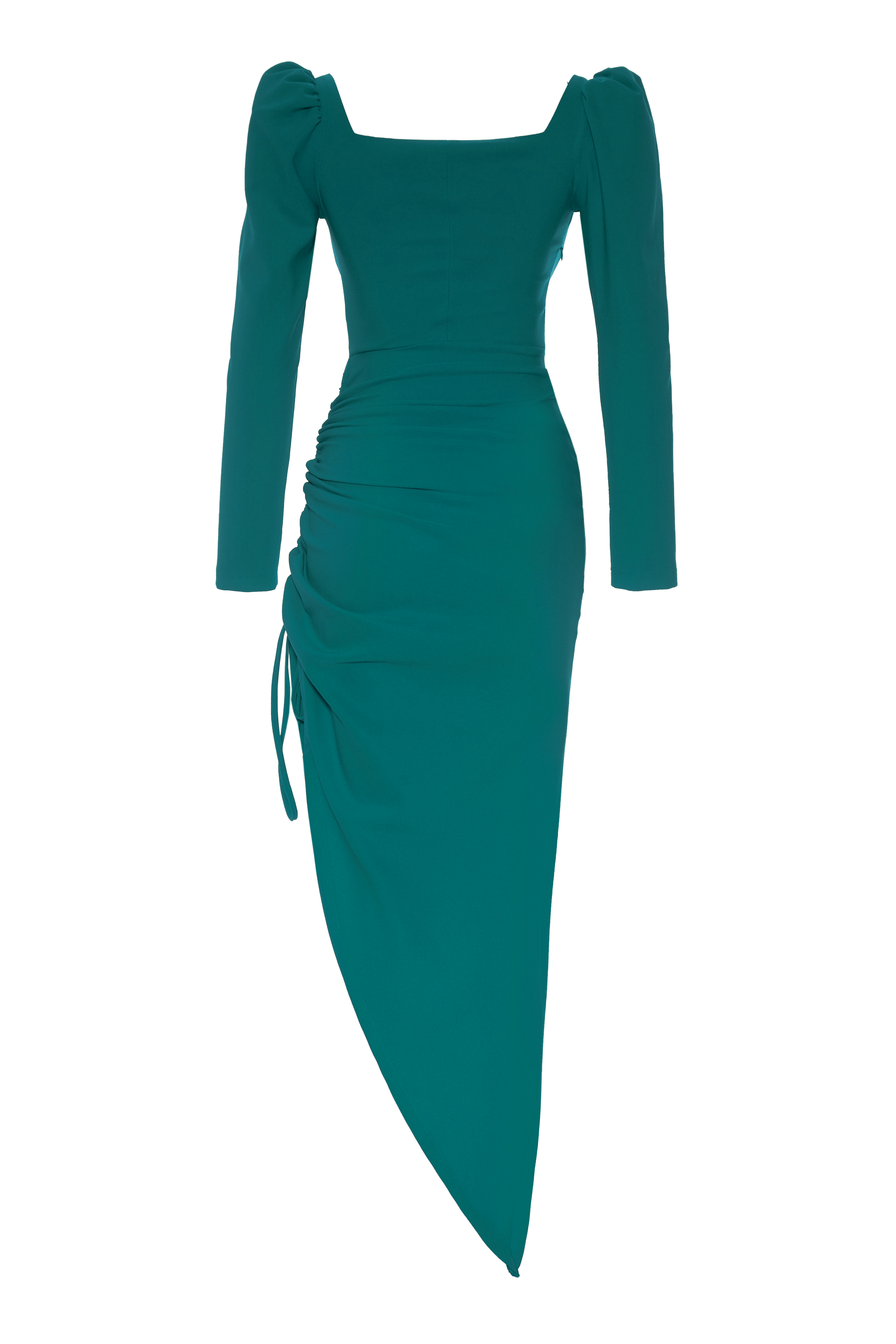 Green Crepe Long Sleeve Maxi Dress