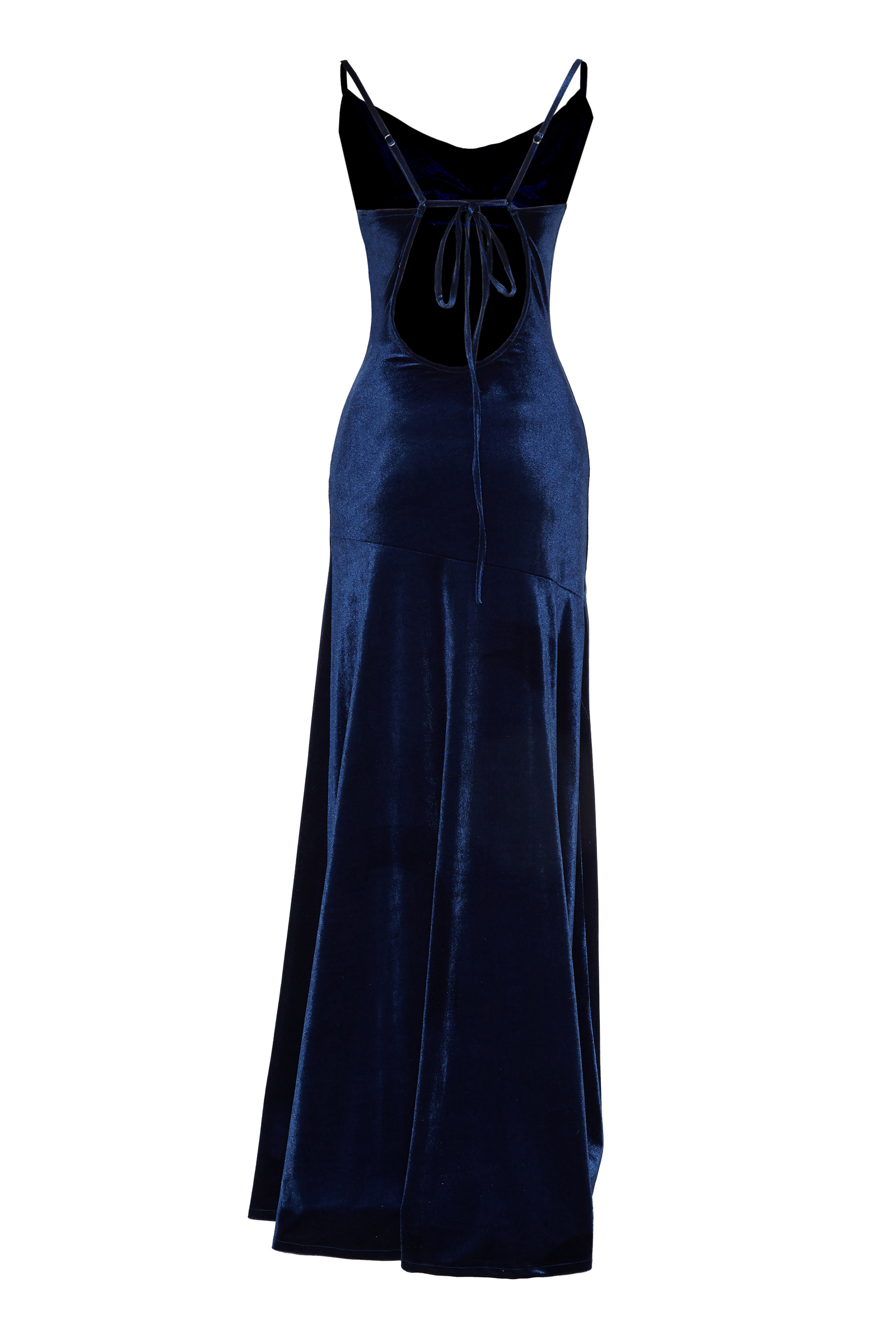 Blue velvet sleeveless long dress