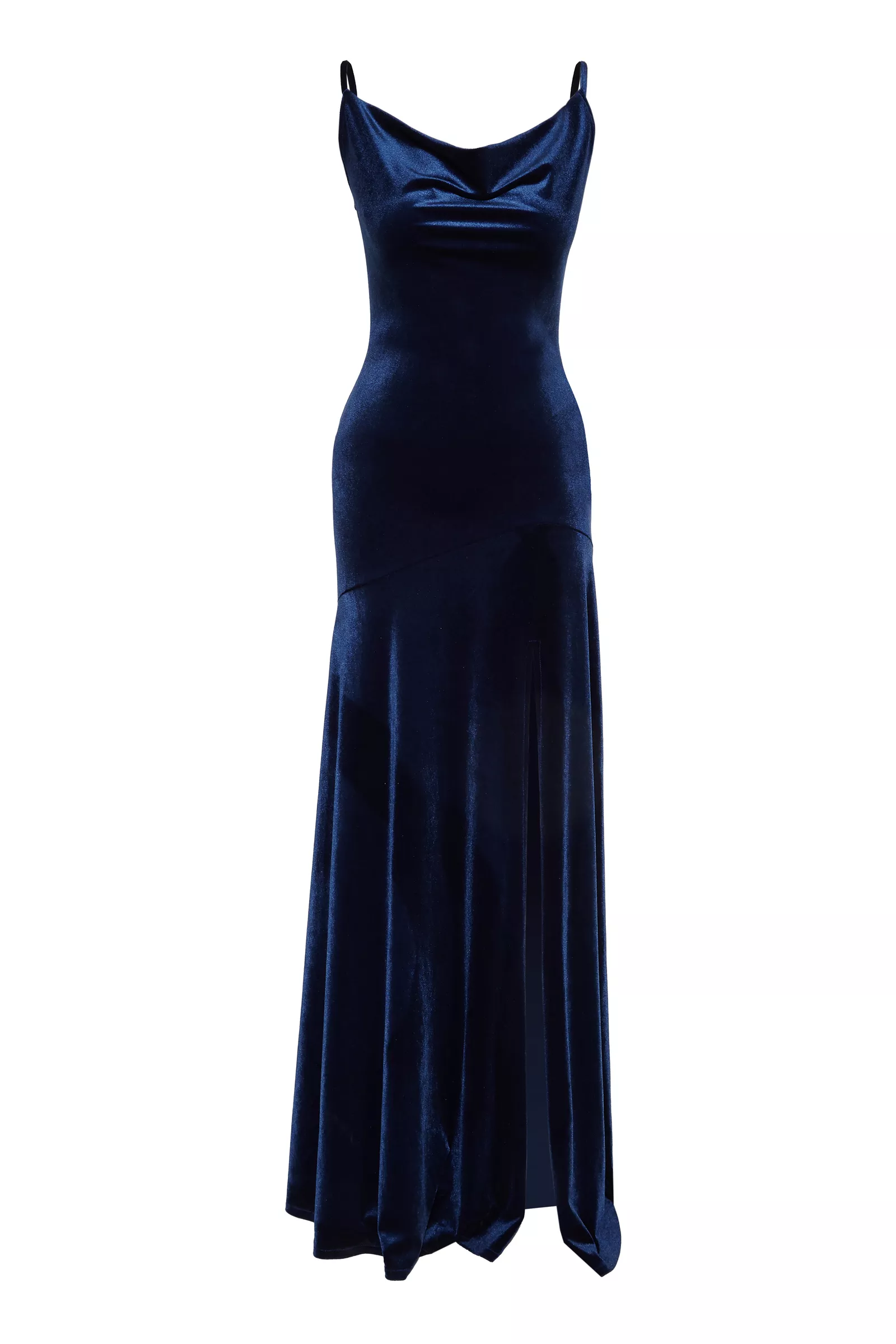 Blue velvet sleeveless long dress