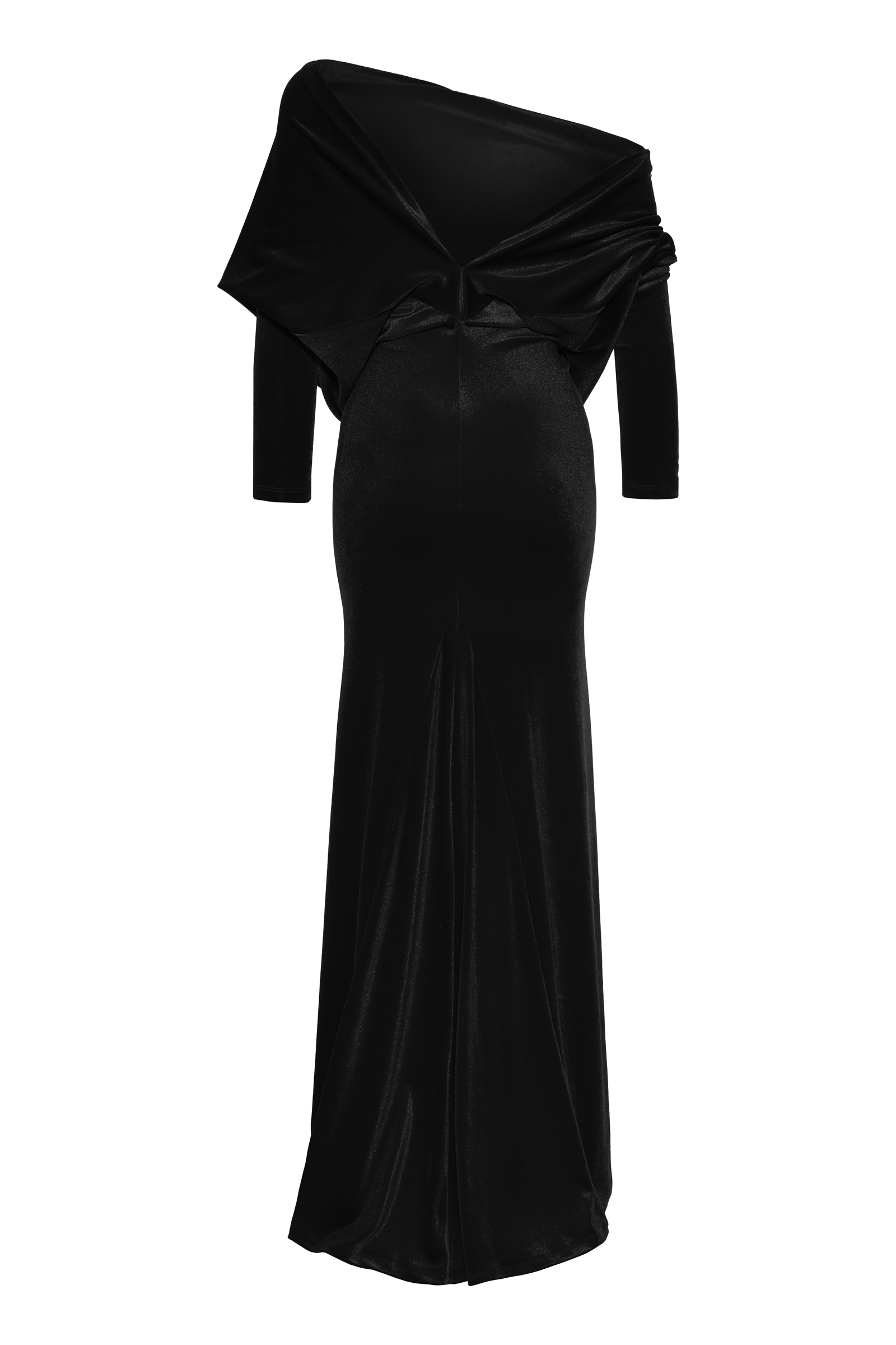 Black velvet long sleeve long dress