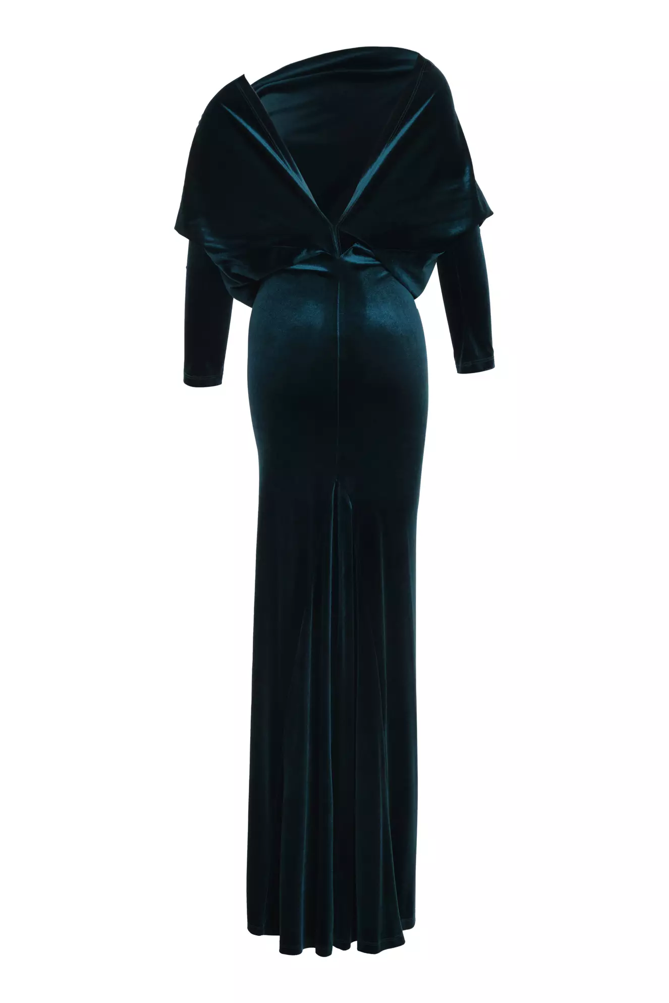 Green velvet long sleeve long dress