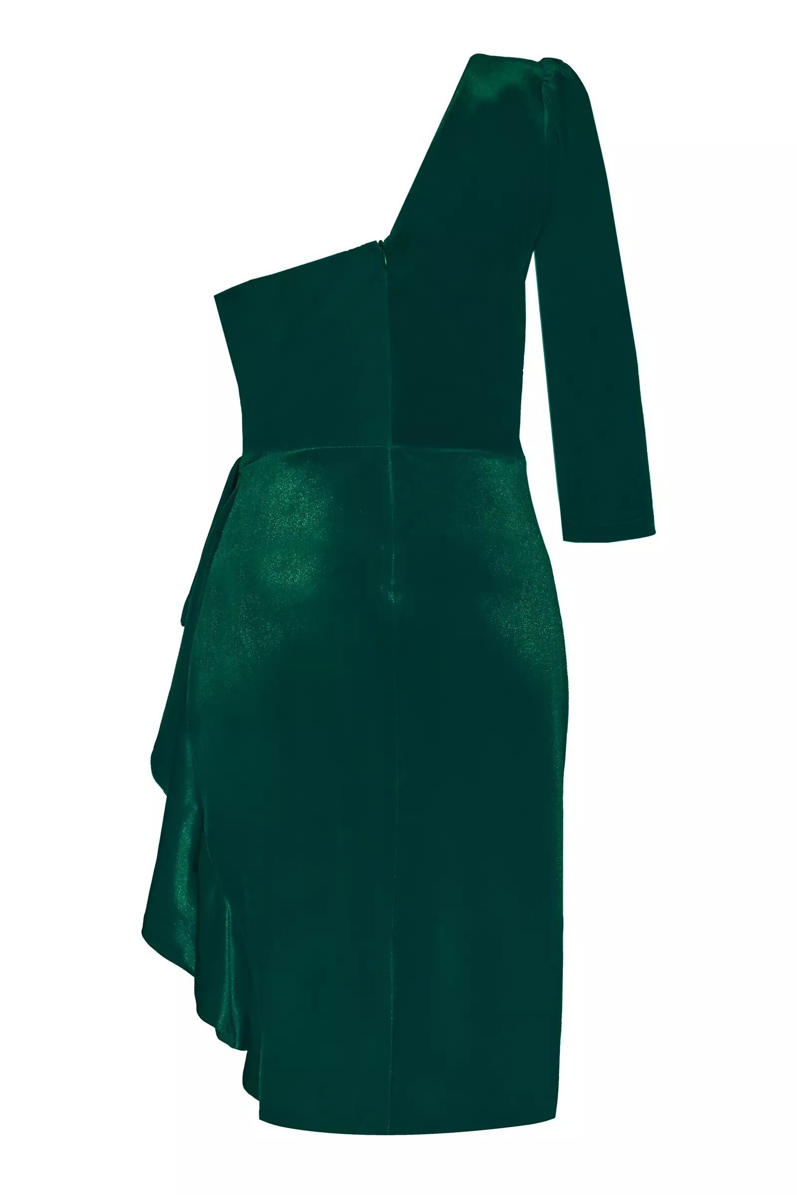 Green plus size velvet one arm mini dress