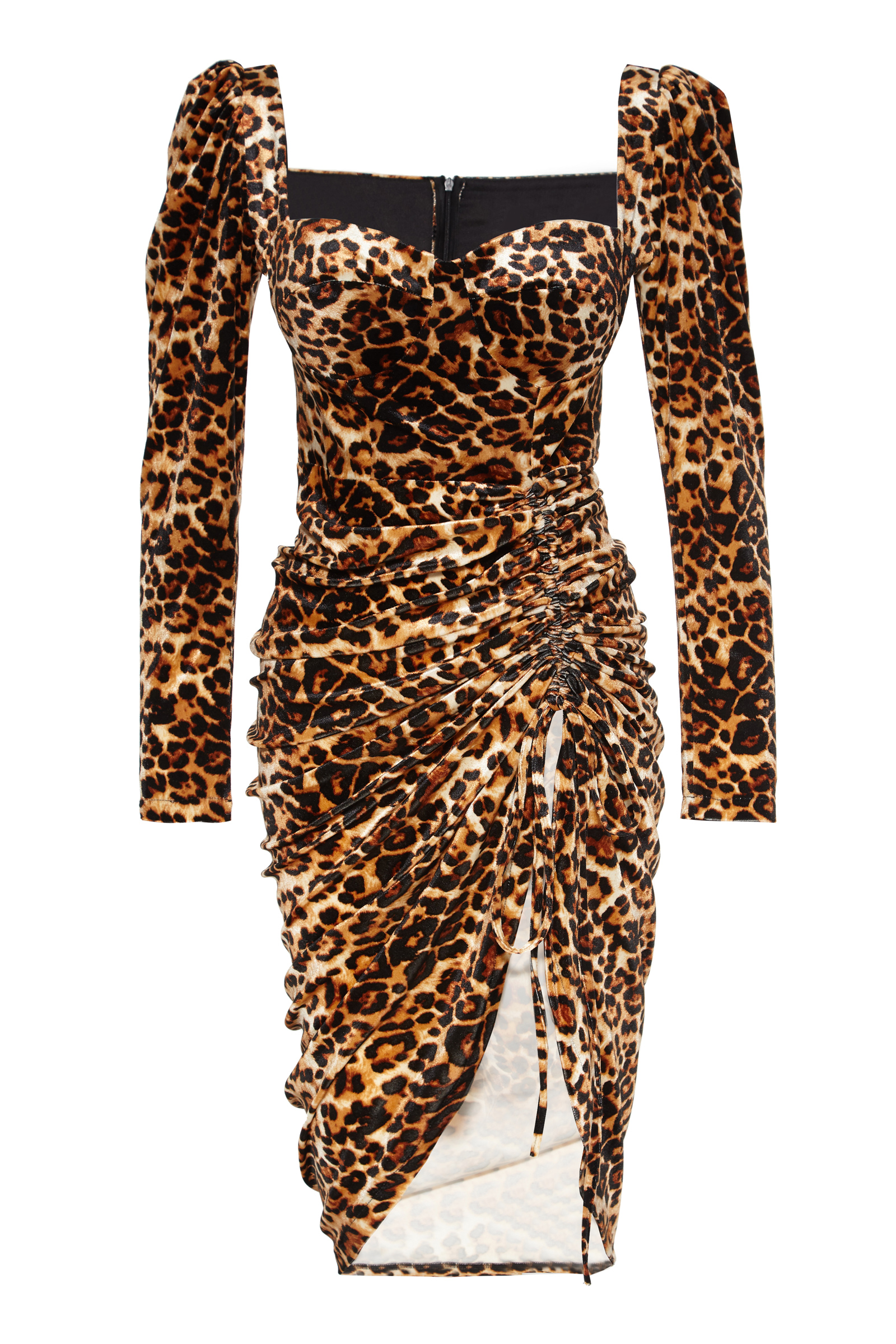 Printed Velvet Long Sleeve Maxi Dress