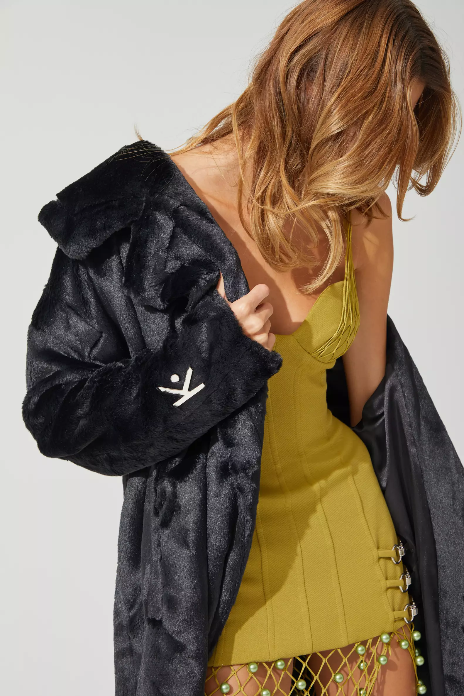 Black Bunny Long Sleeve Maxi Coat